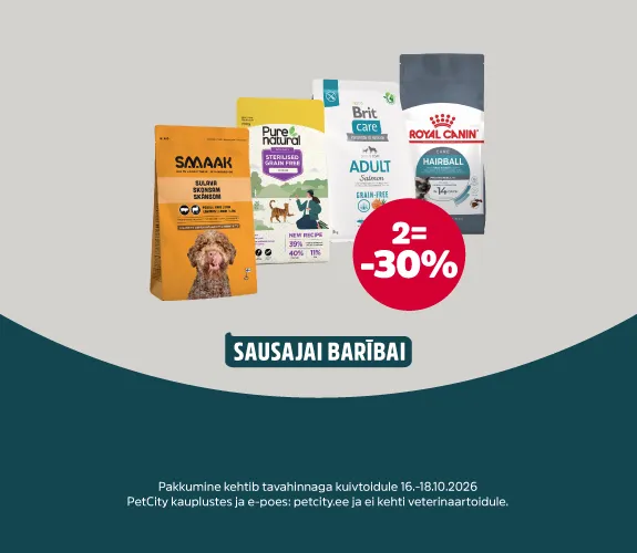 Sausā barība 2=-30%
