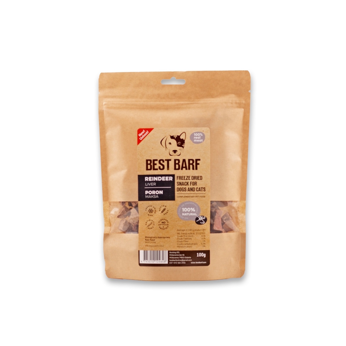 BEST BARF liofilizētas brieža aknas 100g - Produkta attēls