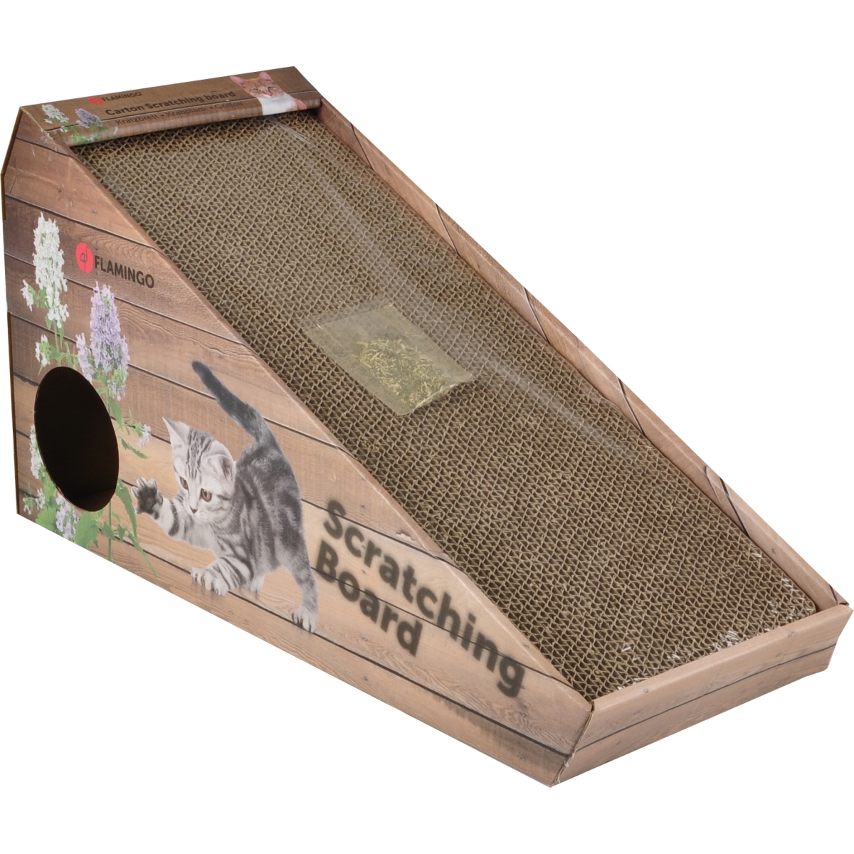 FLAMINGO kaķu nagu skrāpis no kartona 50x21x32cm - Produkta attēls