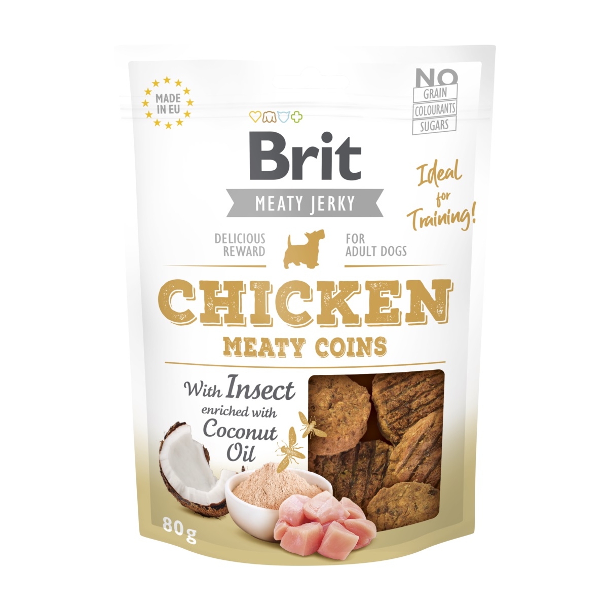 BRIT Jerky Coins gardumi suņiem insekti/vista, 80 g - Produkta attēls