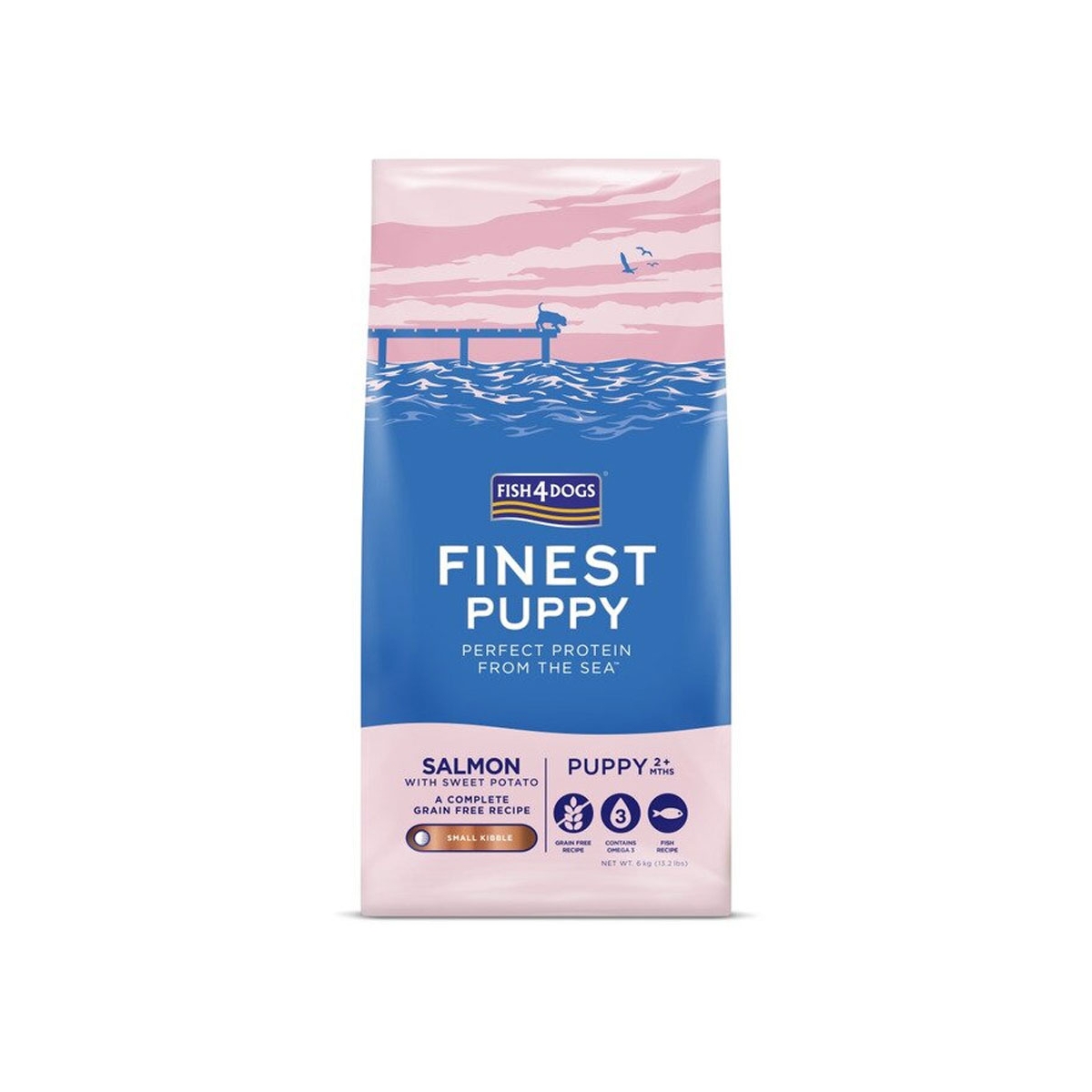 FISH4DOGS Puppy sausā barība kucēniem, lasis/batātes, 6kg - Produkta attēls