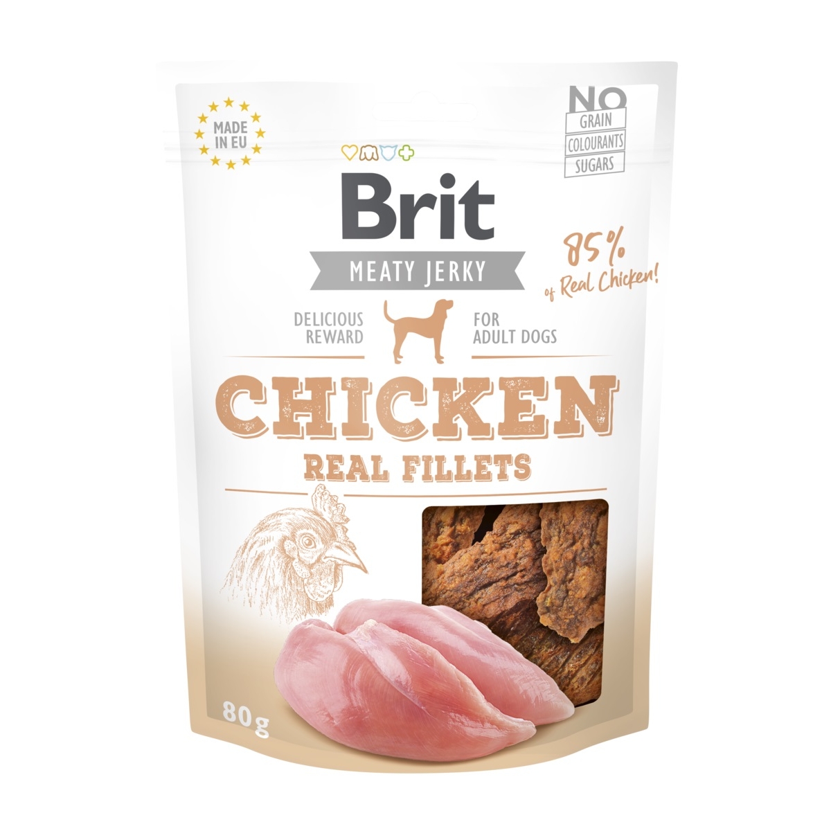 BRIT Jerky Fillets gardumi suņiem, vista, 80g - Produkta attēls