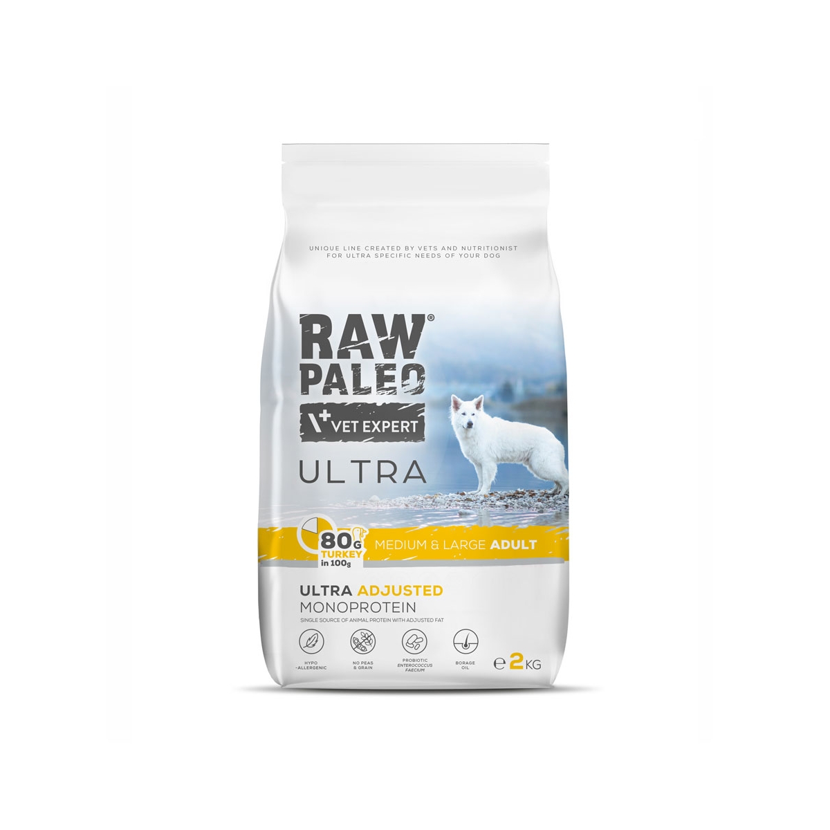 RAW PALEO Ultra Medium/Large sausā barība suņiem, tītars, 2kg - Produkta attēls