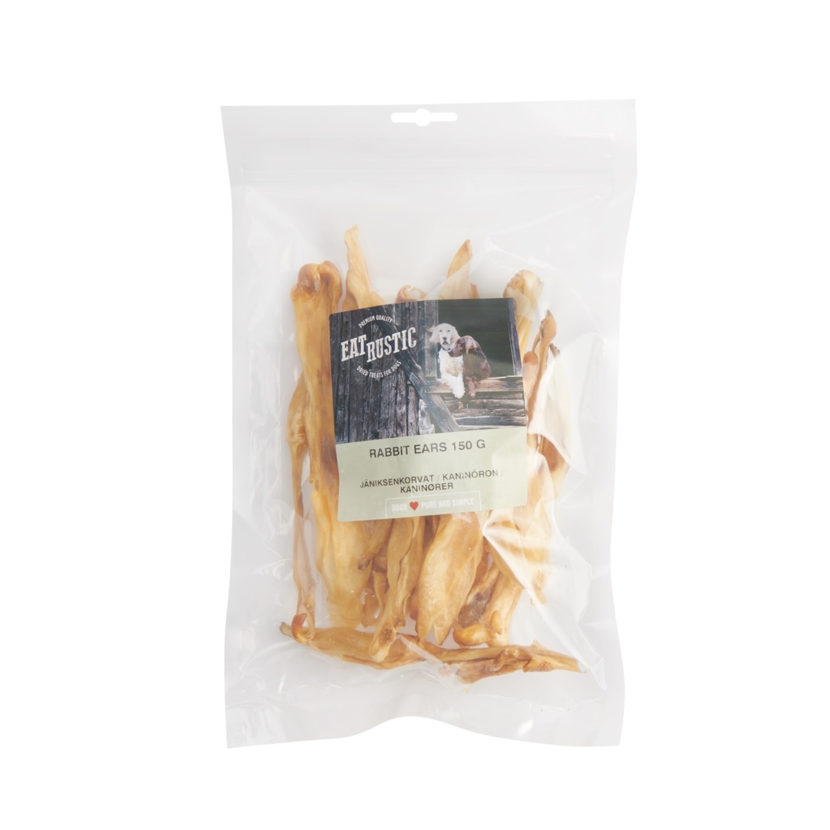 EAT RUSTIC dabīgs gardums suņiem, trušu ausis, 150g - Produkta attēls
