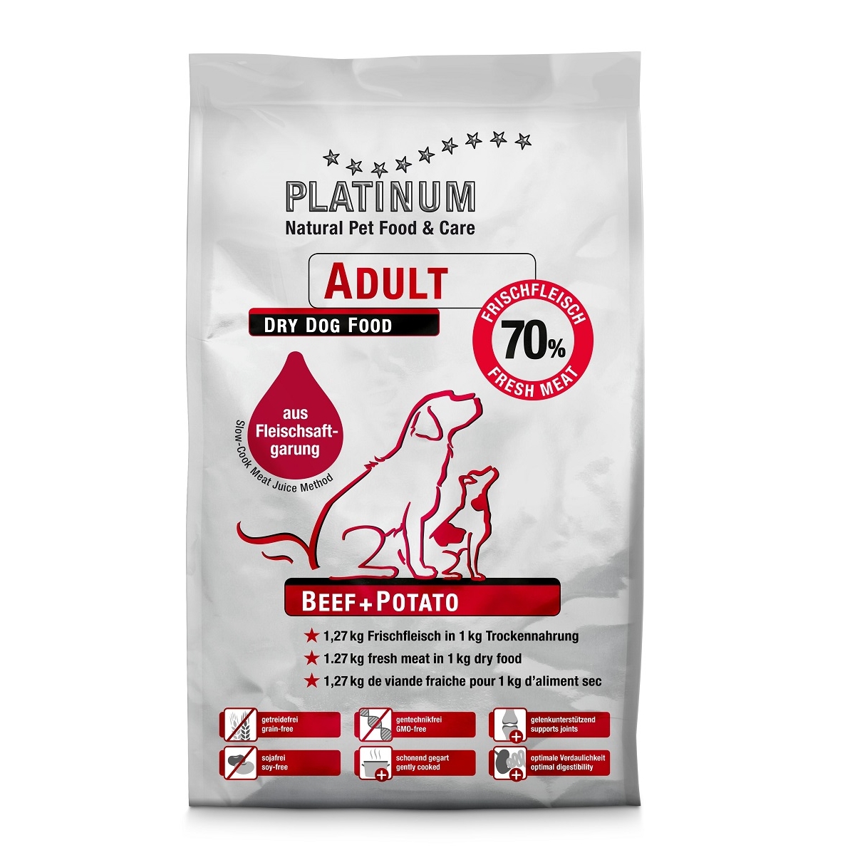 PLATINUM sausā barība suņiem, liellops/kartupeļi, 1,5kg - Produkta attēls