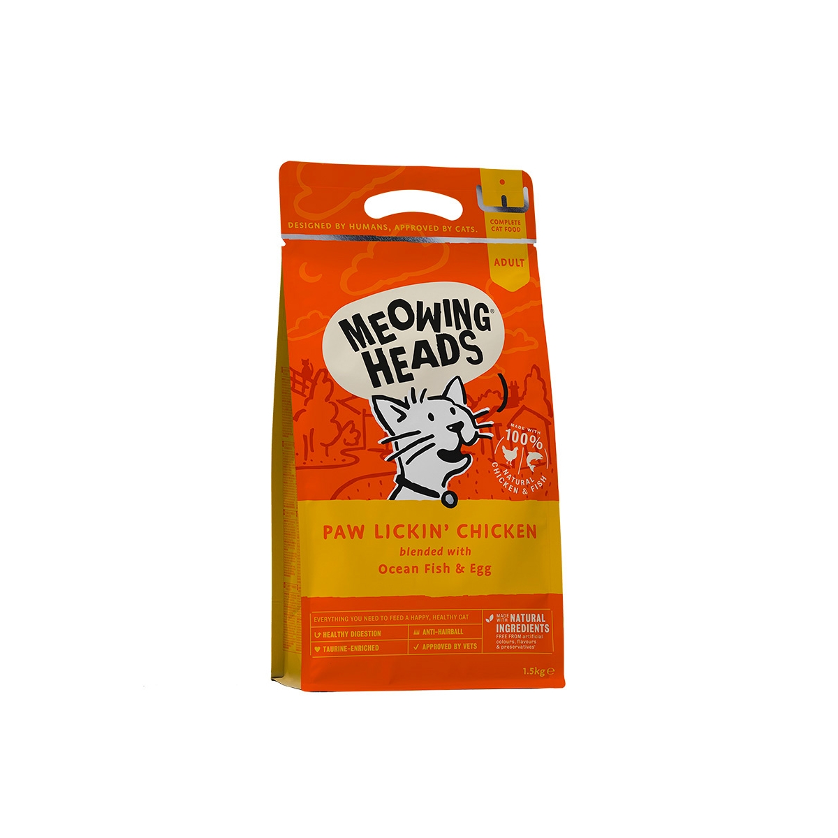 Meowing Heads Paw Lickin' Chicken sausā kaķu barība, 1,5 kg