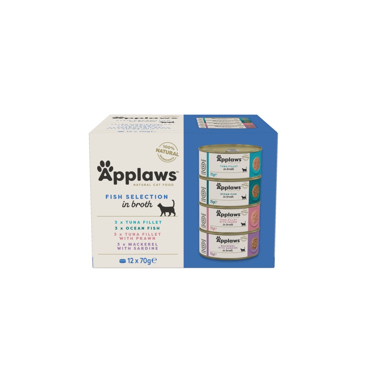 APPLAWS mitrās barības izlase kaķiem, zivis buljonā,12x70 g - Produkta attēls