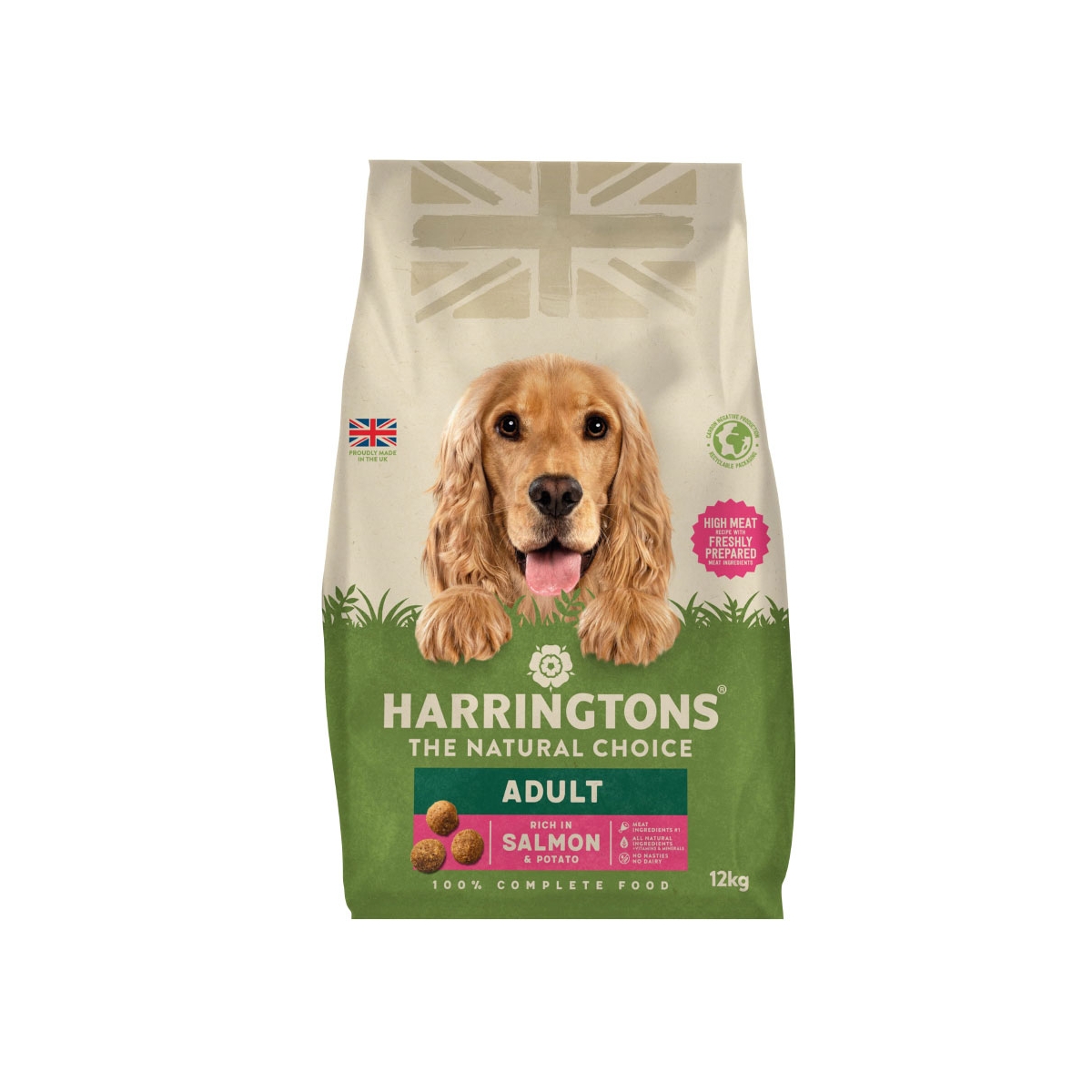 HARRINGTONS Adult sausā barība suņiem, lasis/kartupeļi, 12kg - Produkta attēls