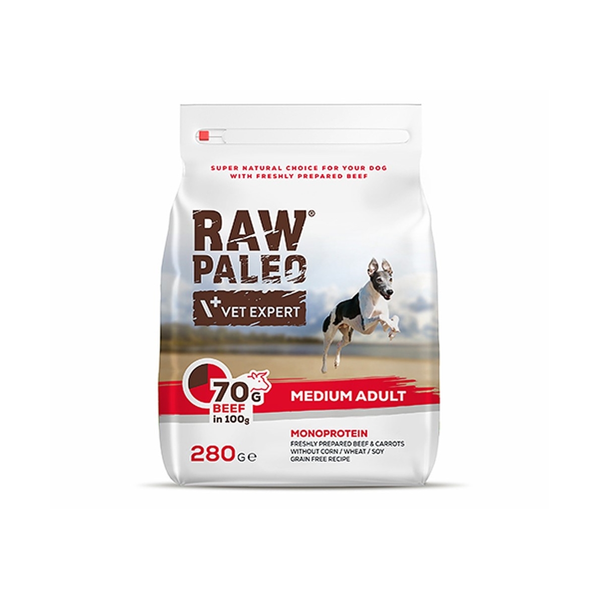 Raw Paleo suņu sausā b medium liellops 280 g - Produkta attēls
