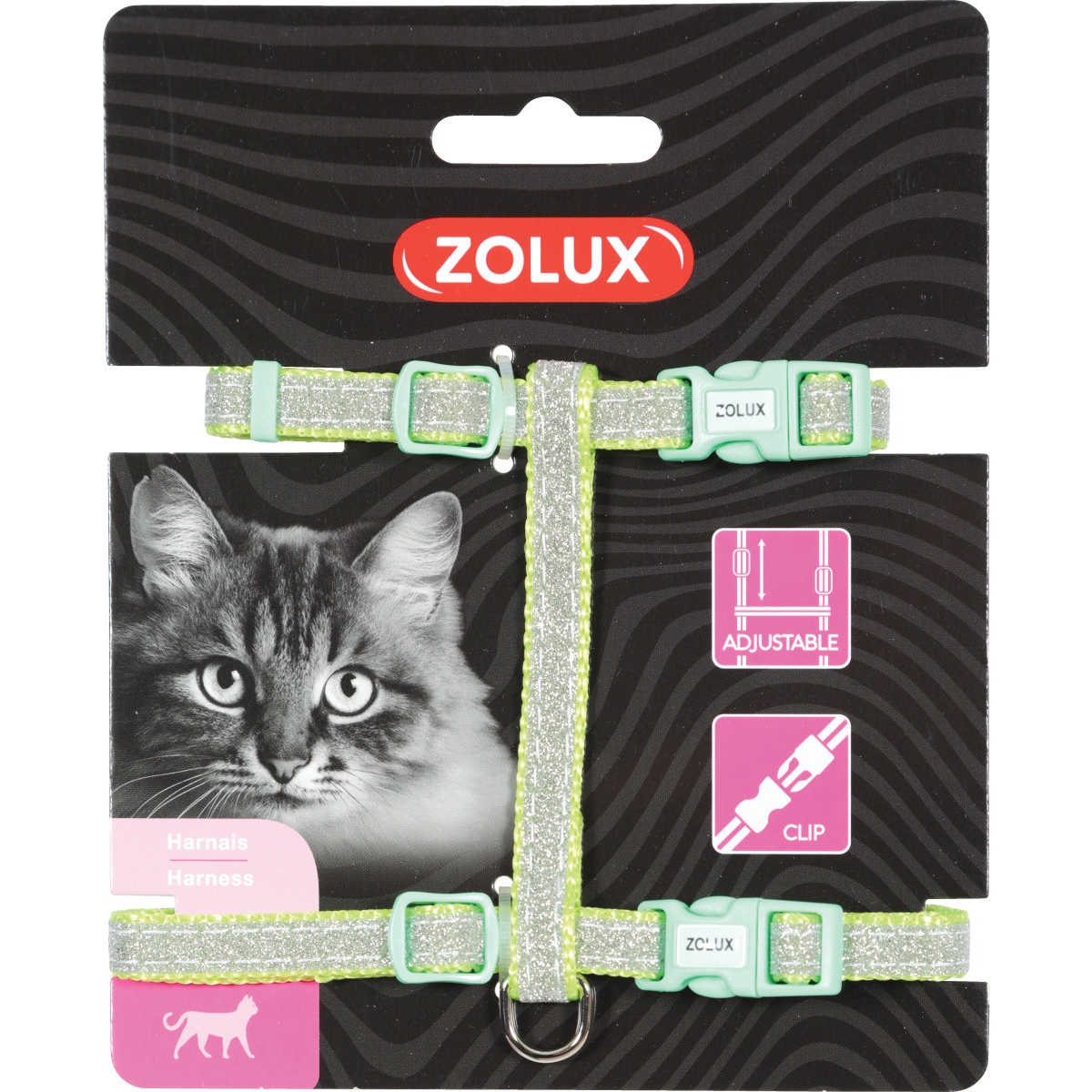 ZOLUX Shiny krūšu siksna kaķiem, zaļa - Produkta attēls