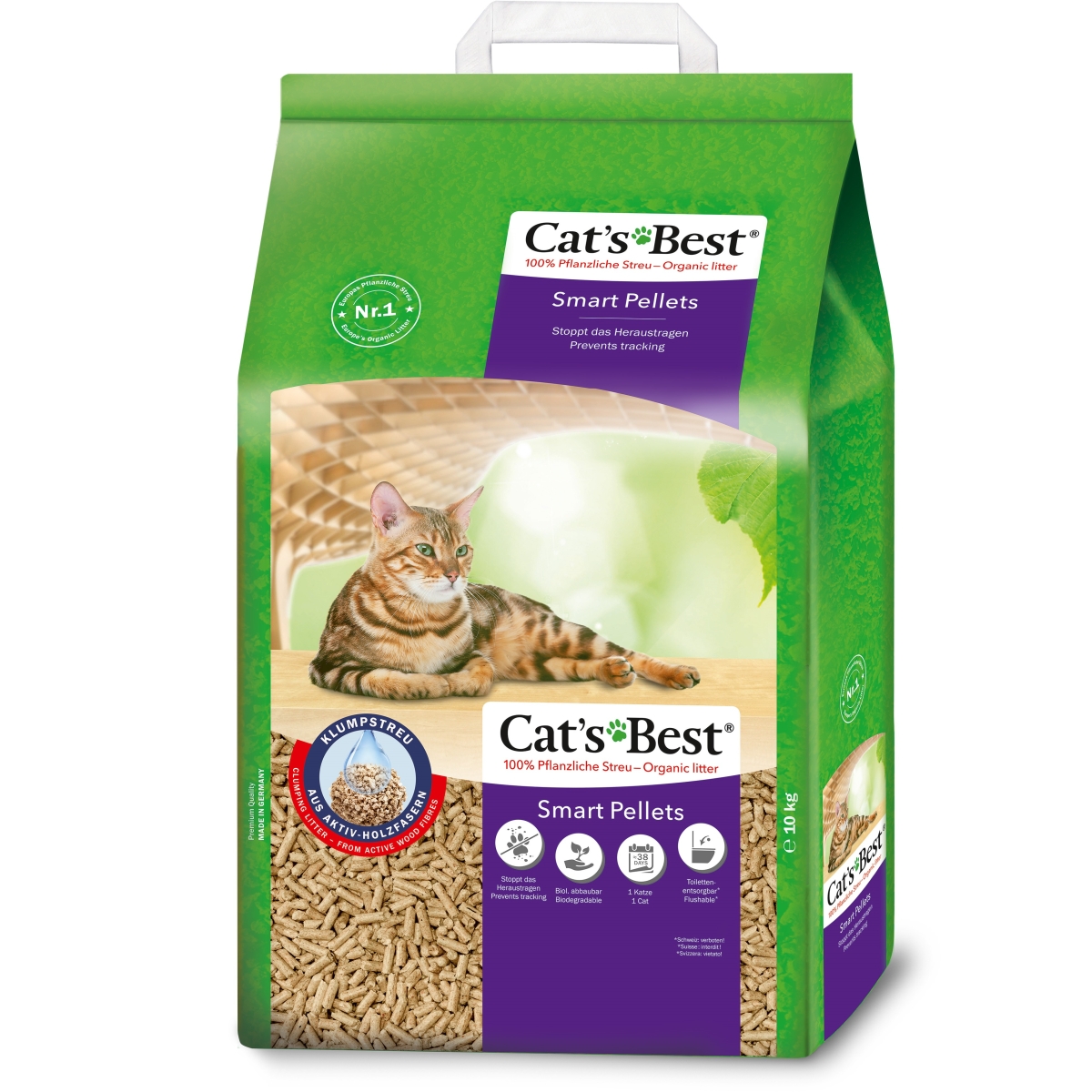 CAT'S BEST Smart Pellets pakaiši kaķu tualetei, 10kg/20 L - Produkta attēls