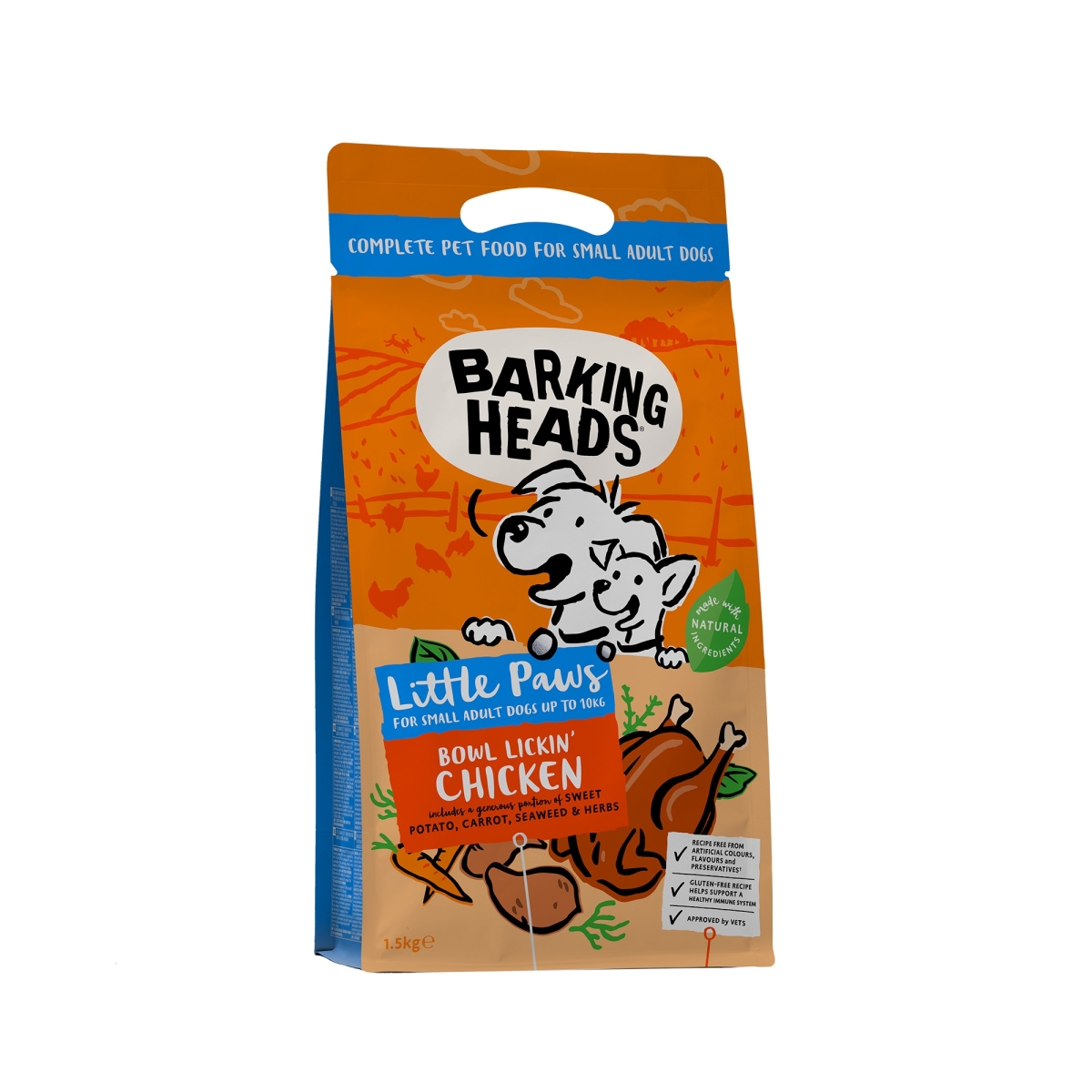 Barking Heads BowlLickin Chicken barība maza izmēra pieaugušiem suņiem, 1,5kg