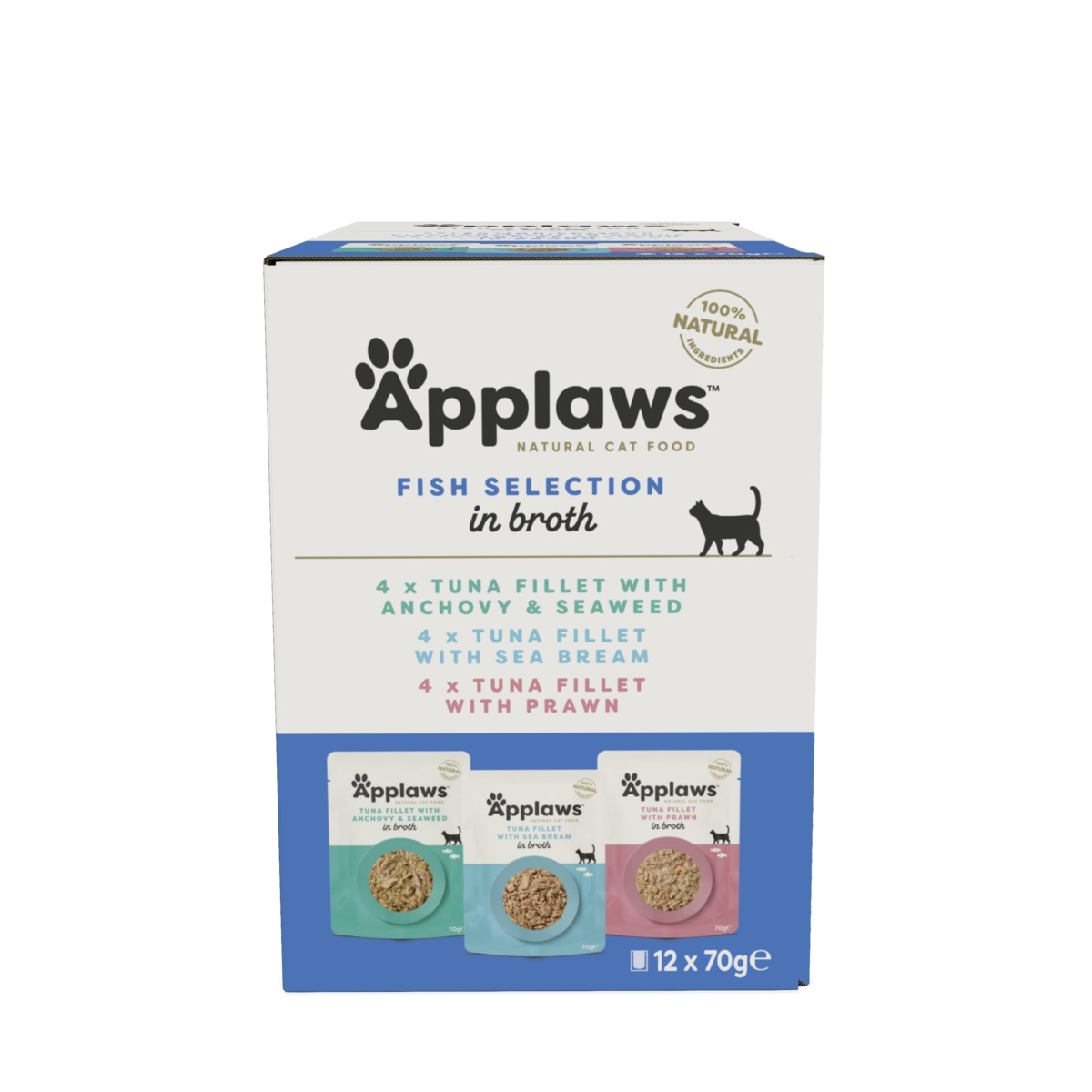 APPLAWS mitrās barības izlase kaķiem, zivis buljonā,12x70 g - Produkta attēls