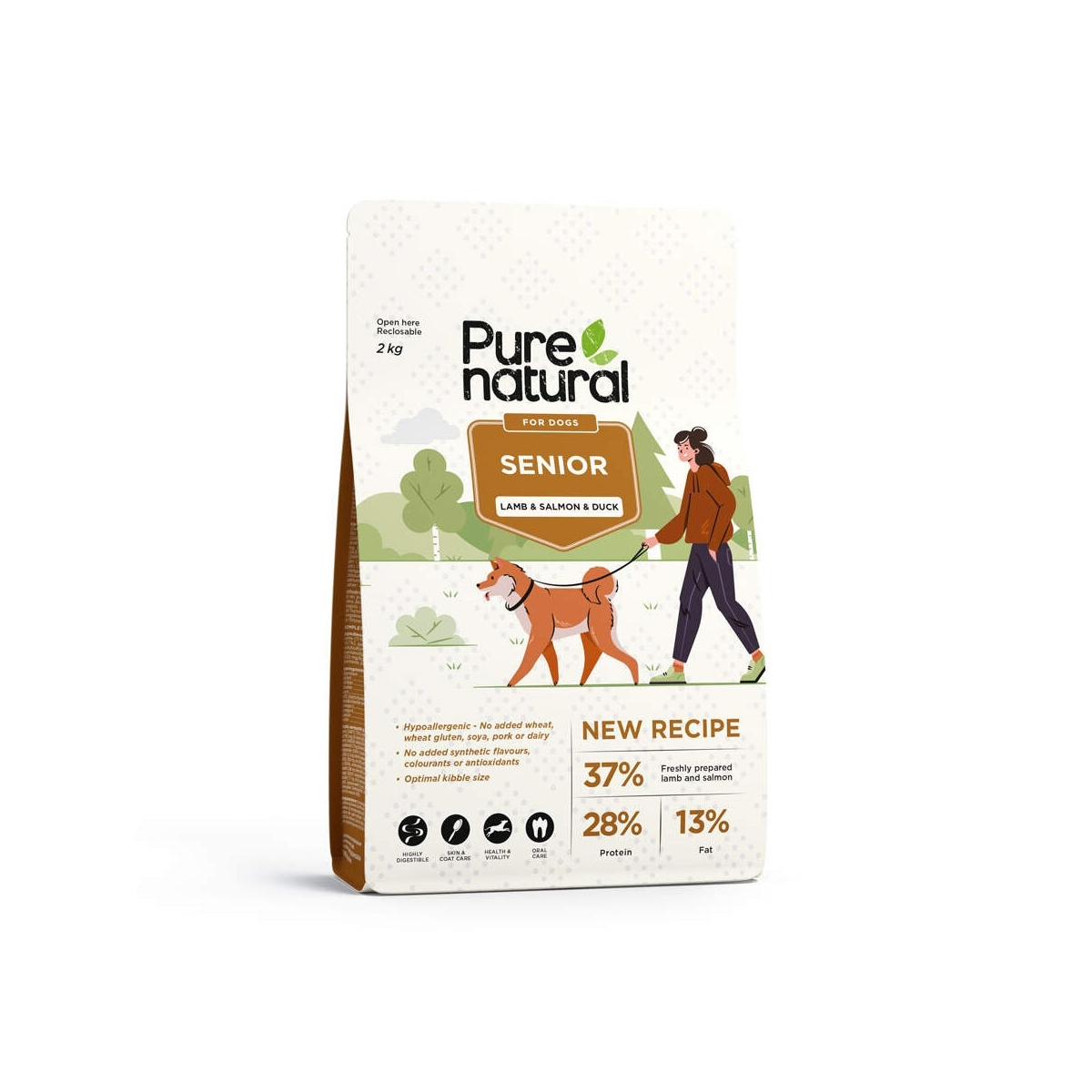 PURENATURAL Senior sausā barība suņiem, jērs/pīle/lasis, 2kg - Produkta attēls 1