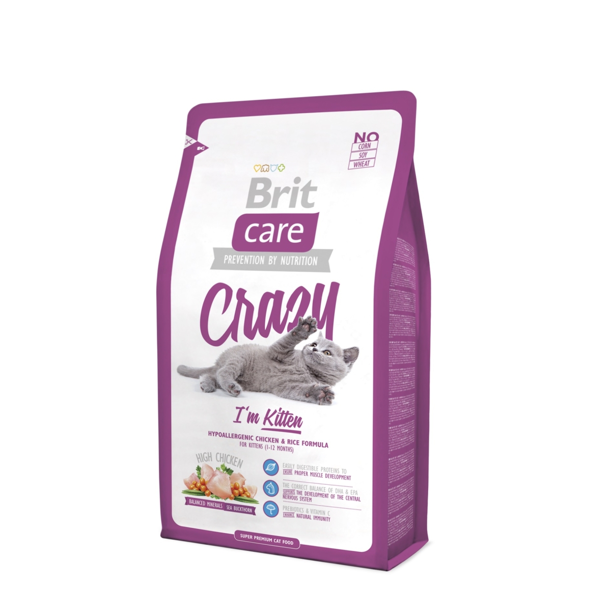 Brit Care Crazy sausā barība kaķēniem ar vistu/rīsiem, 2kg - Produkta attēls
