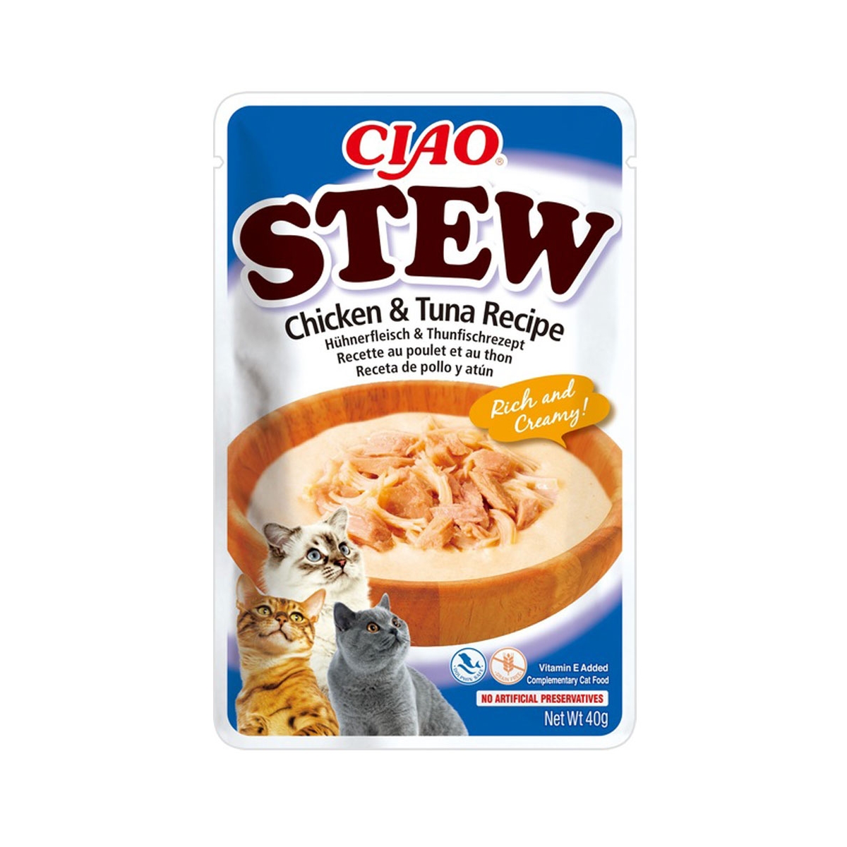 CHURU Ciao Stew papildbarība kaķiem, vista/tuncis, 40g - Produkta attēls