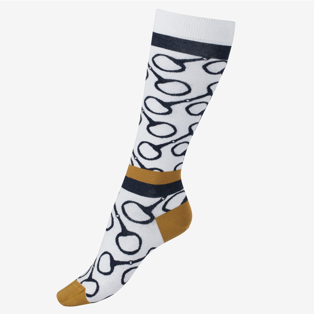 Horze Jacquard austas jāšanas zeķes līdz celim 39-41 baltas/tumši zilas - Produkta attēls