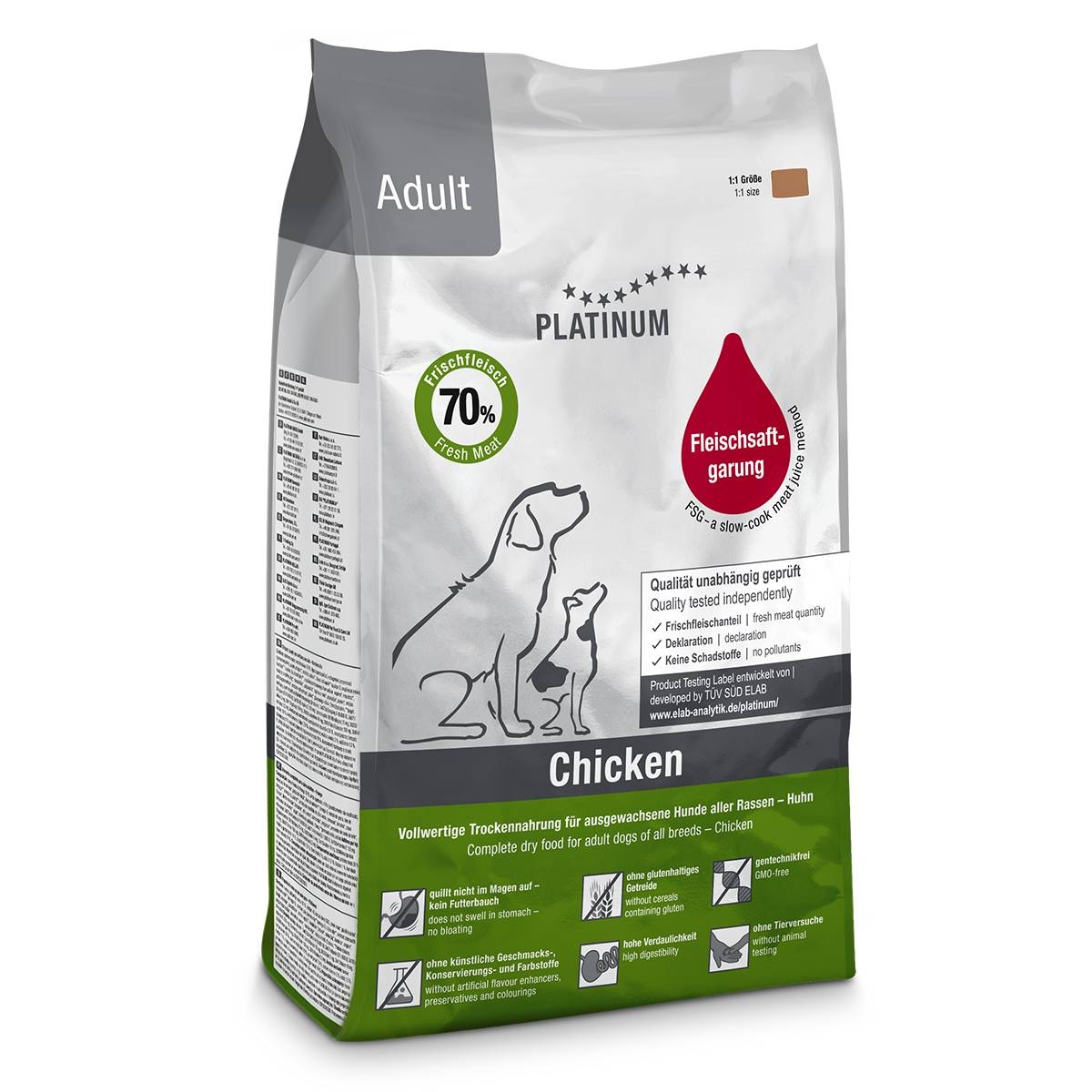 PLATINUM Adult sausā barība suņiem, vista, 1,5kg - Produkta attēls