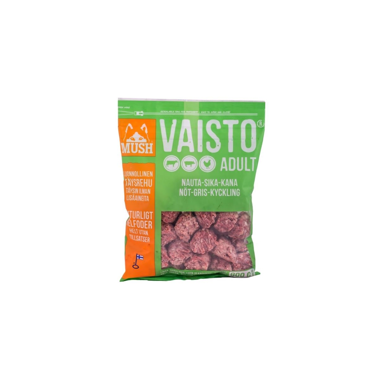 Mush Vaisto suņu barība ar teļa/tītara/vistas gaļu, 800 g - Produkta attēls