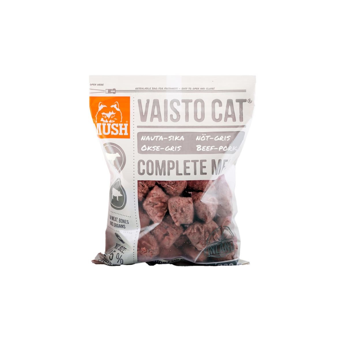Mush Vaisto dabiskā kaķu barība ar teļa/cūkgaļu, 800 g - Produkta attēls