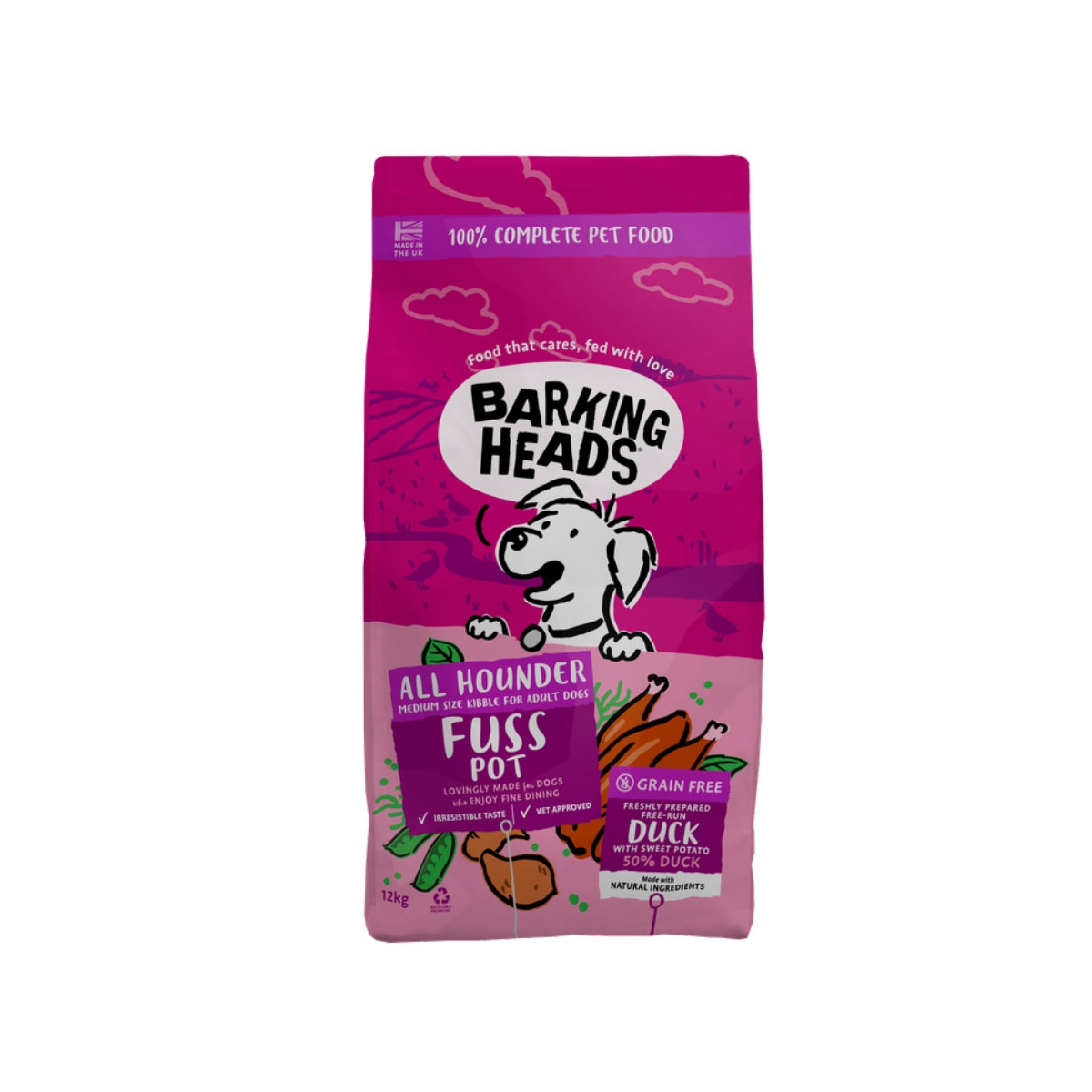 BARKING HEADS All Hounder Duck sausā barība suņiem, pīle,12 kg - Produkta attēls