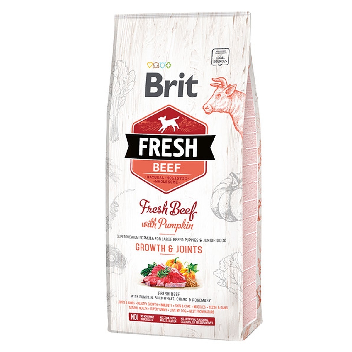 BRIT Fresh sausā barība lielo šķirņu kucēniem liellops/ķirbis 12kg - Produkta attēls
