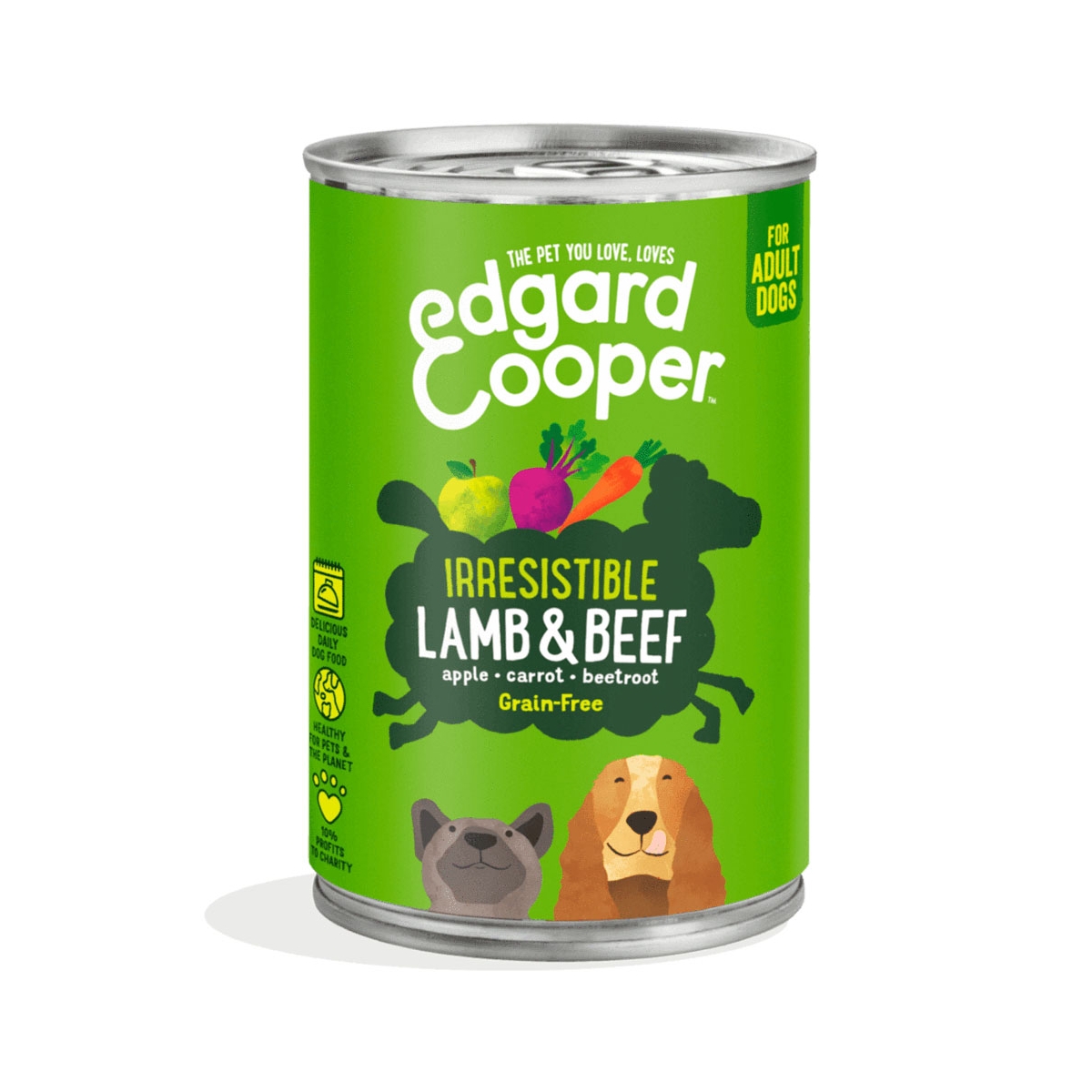 EDGARD COOPER mitrā barība suņiem, jērs/liellops, 400 g - Produkta attēls