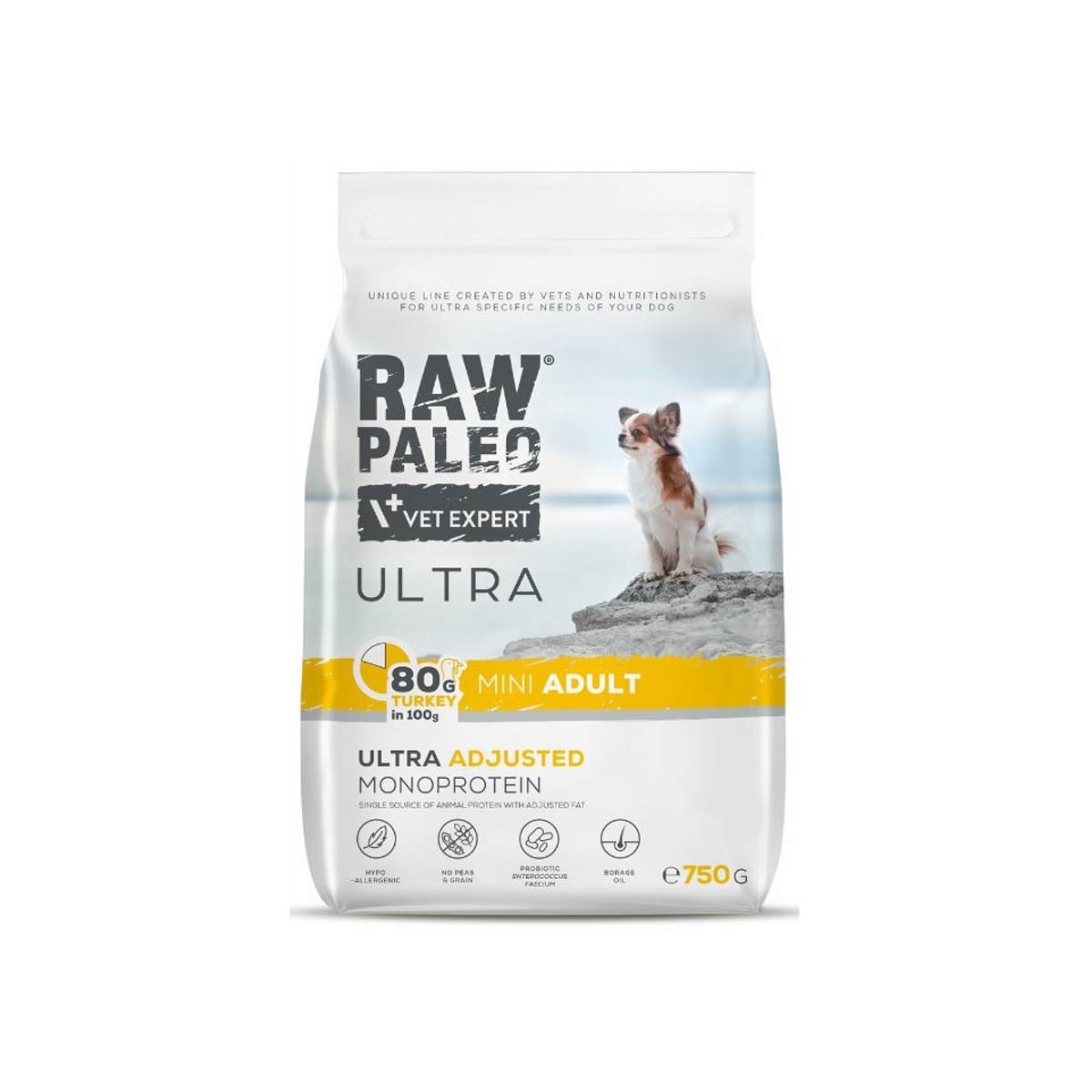 RAW PALEO Ultra Mini sausā barība suņiem, tītars, 750g - Produkta attēls