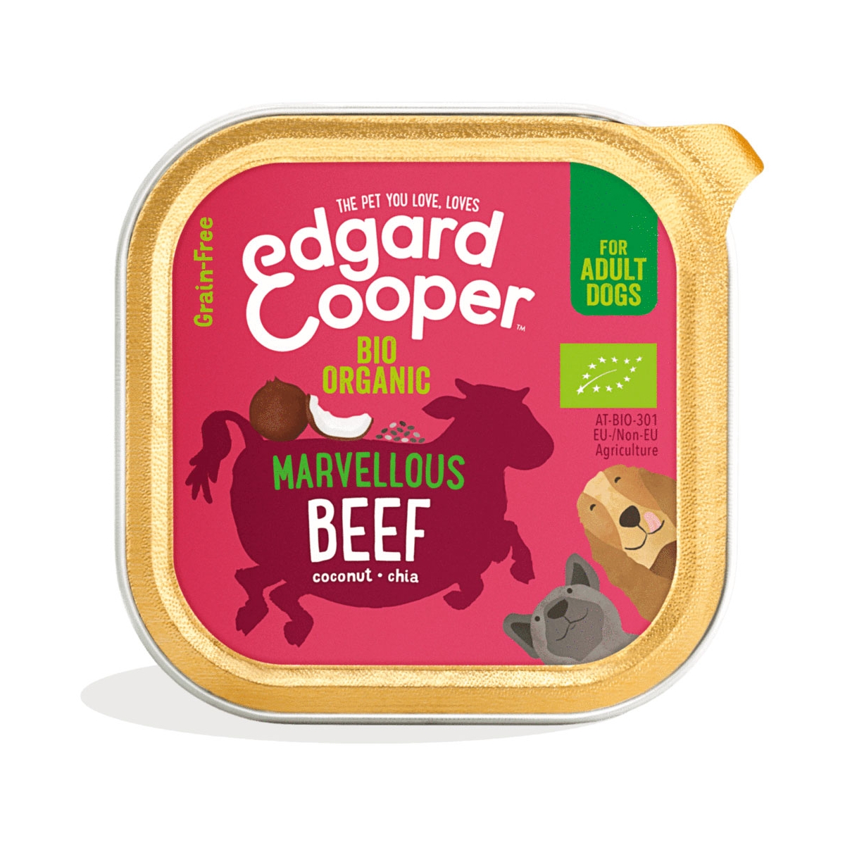EDGARD COOPER Bio Organic mitrā barība suņiem, liellops, 100 g - Produkta attēls