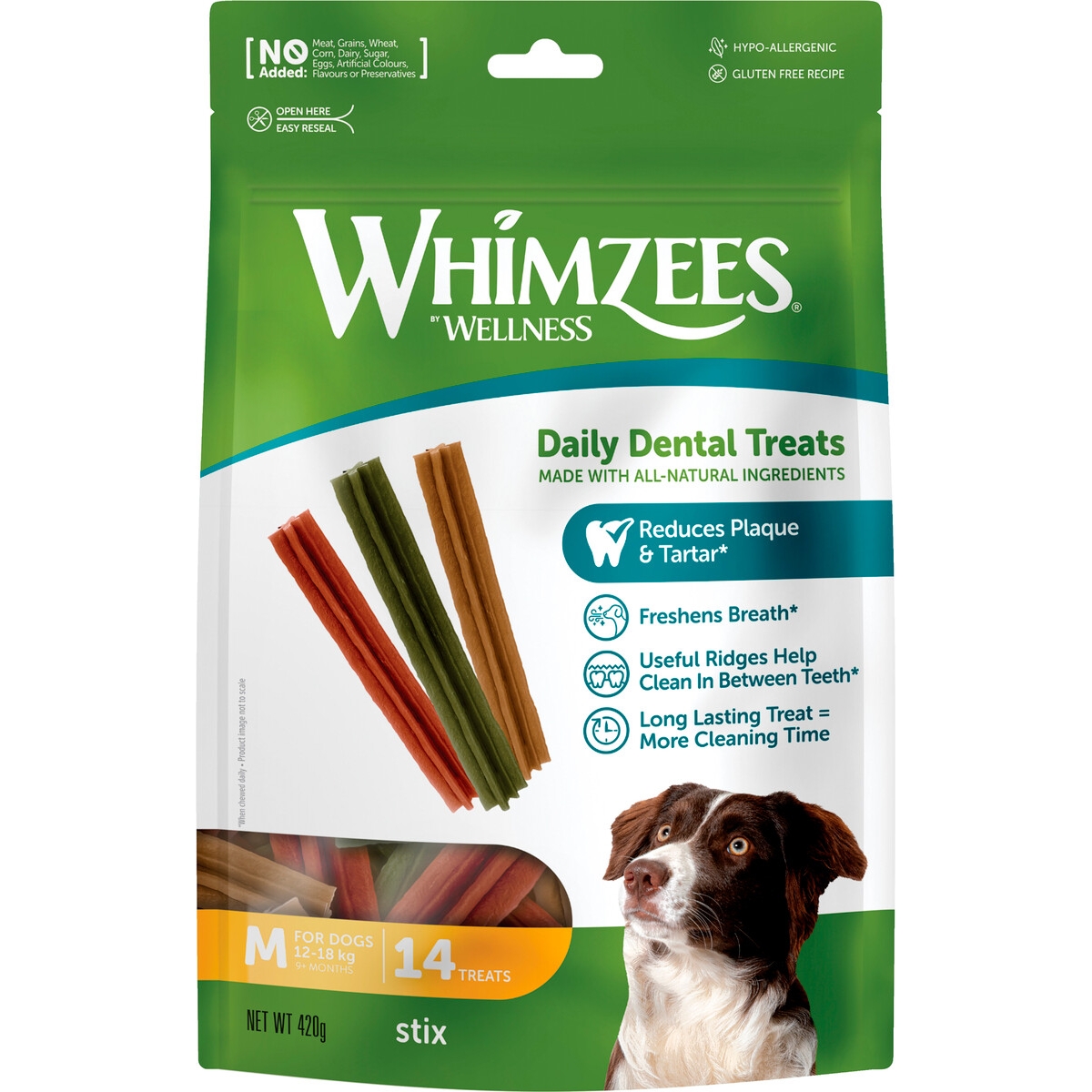 WHIMZEES Dental gardumi suņiem,M, 14gb x 30 g - Produkta attēls 1