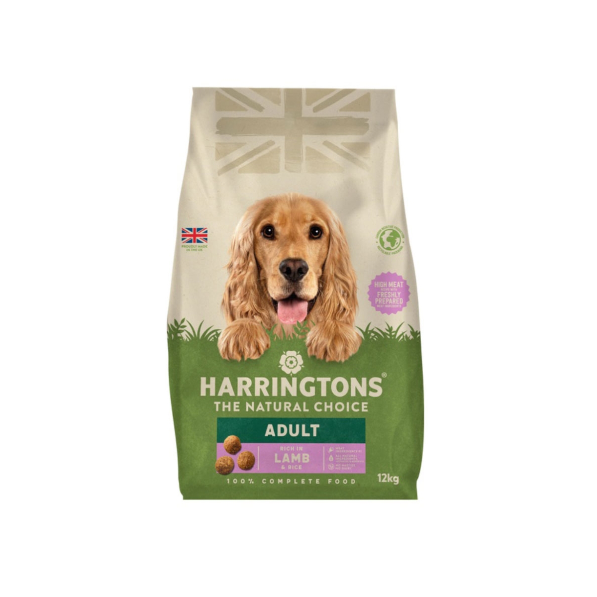 HARRINGTONS Adult sausā barība suņiem, jērs/rīsi, 12kg - Produkta attēls