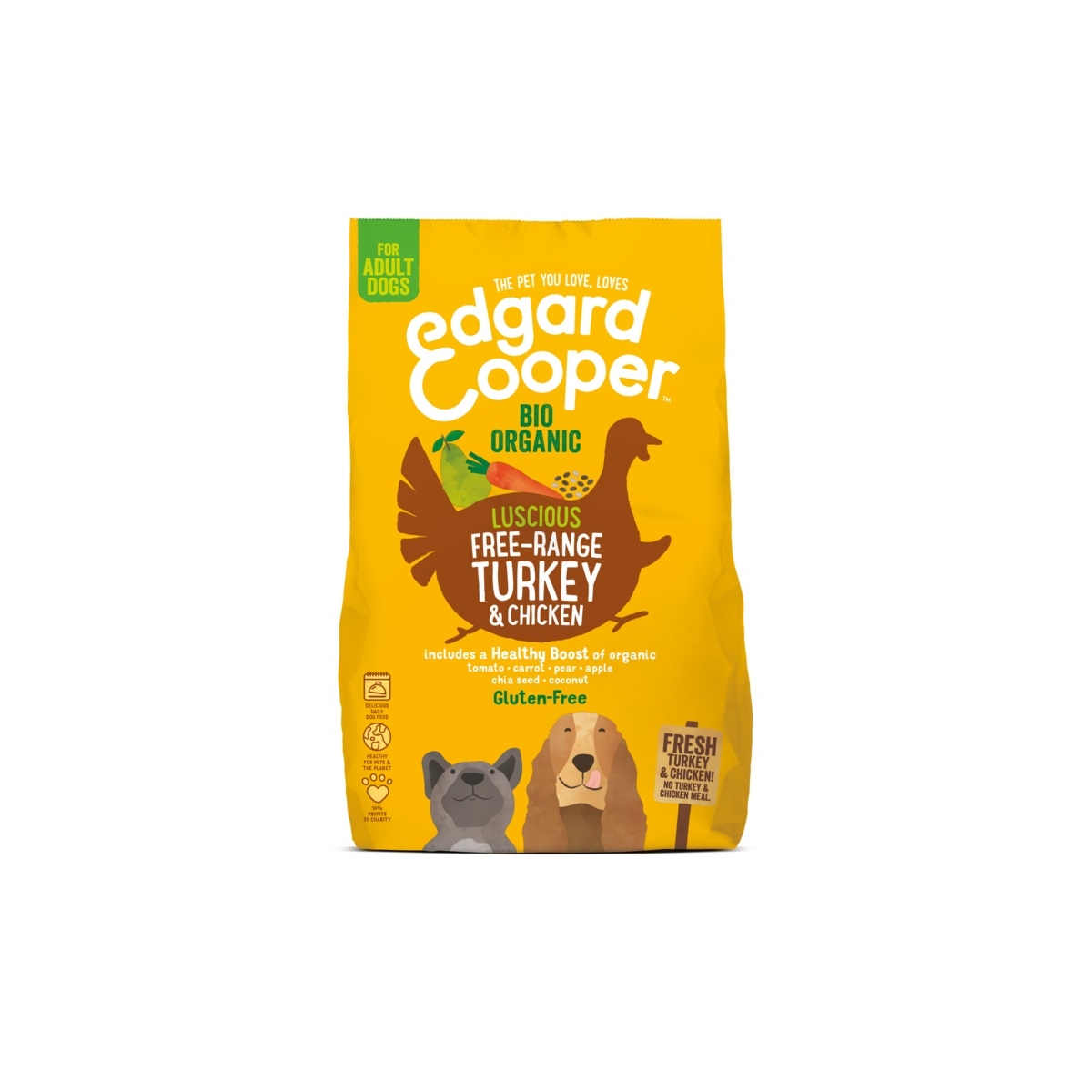 EDGARD COOPER Organic sausā barība suņiem, tītars/vista, 2,5kg - Produkta attēls