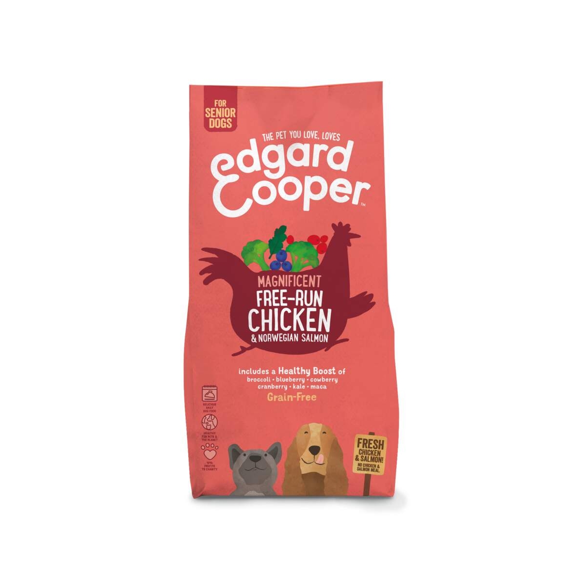 EDGARD COOPER Senior sausā barība suņiem-senioriem, vista/lasis, 7kg - Produkta attēls