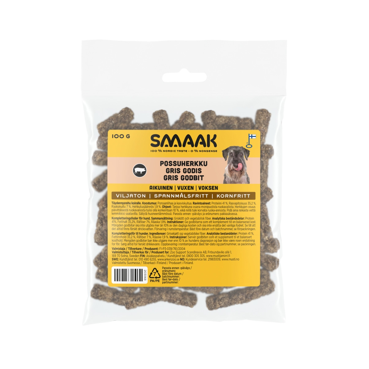 SMAAK gardumi suņiem, cūkgaļa, 100g - Produkta attēls
