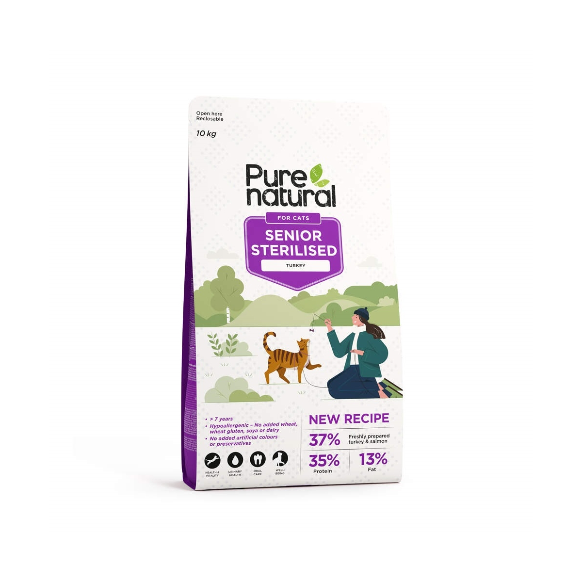 PURENATURAL Senior sausā barība sterilizētiem kaķiem, tītars, 10kg - Produkta attēls