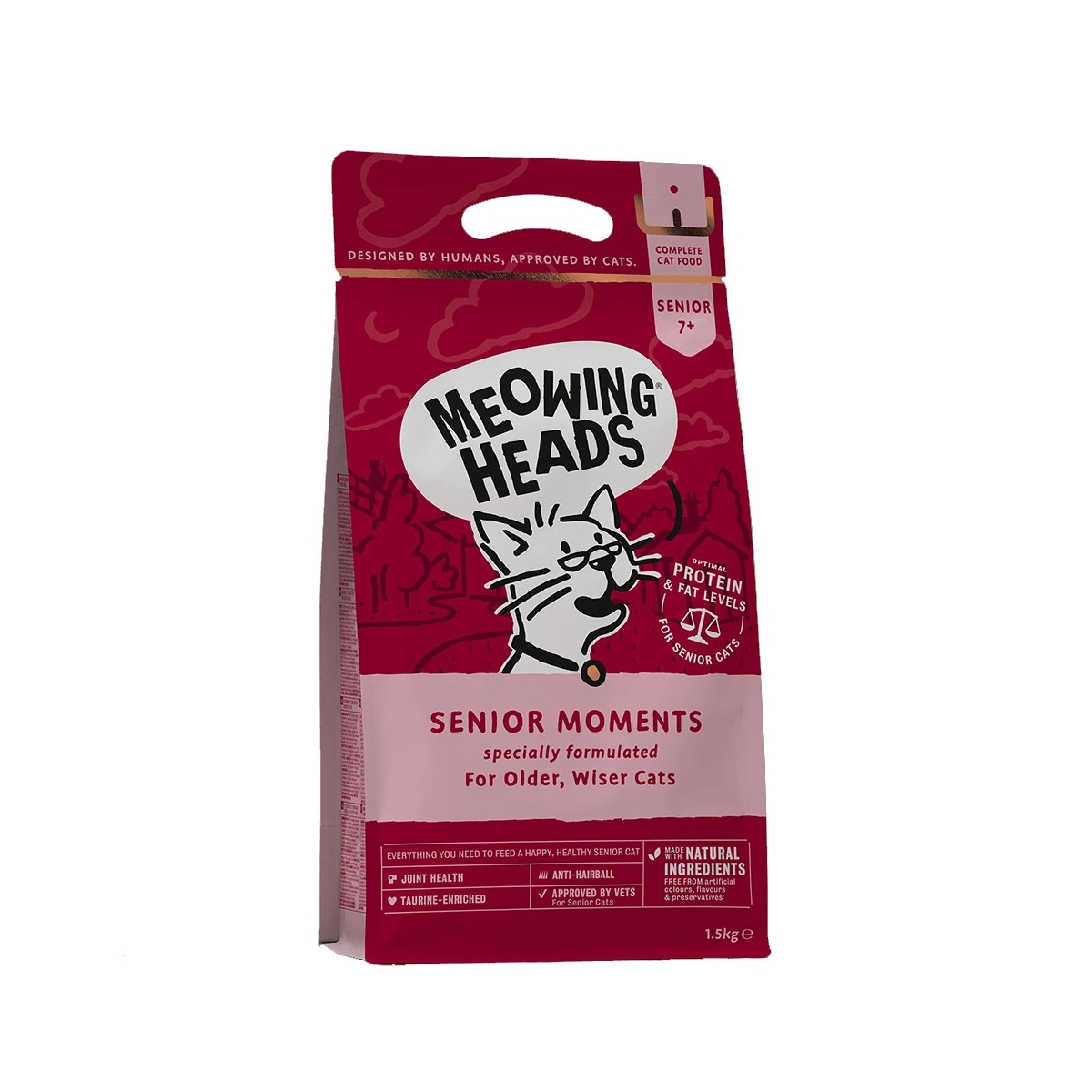 Meowing Heads kaķu barība Senior Moments, 1, 5 kg