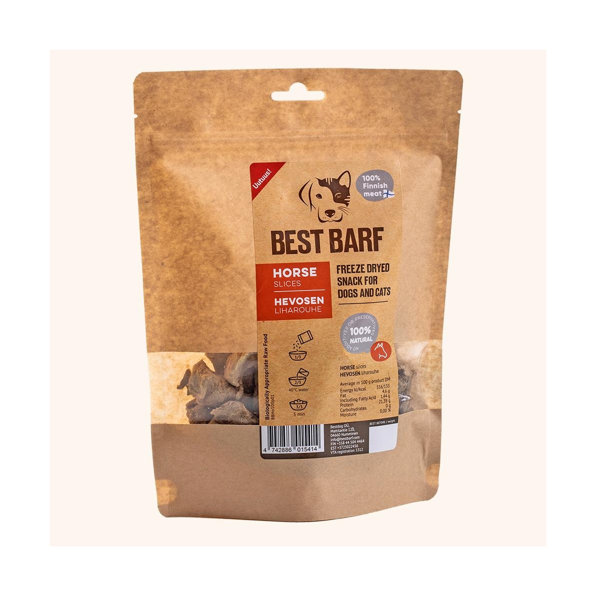 BEST BARF liofilizētas zirgu gaļas šķēlītes, 100g - Produkta attēls
