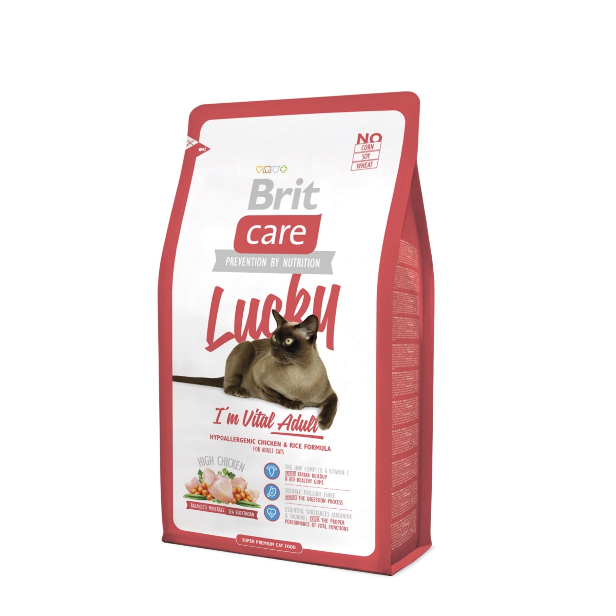 Brit Care sausā barība kaķiem Lucky ar vistu/rīsiem 2kg - Produkta attēls