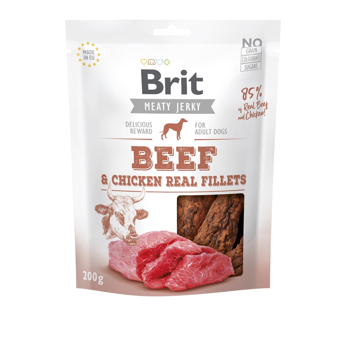 BRIT Jerky Fillets gardumi suņiem, liellops/vista, 200g - Produkta attēls