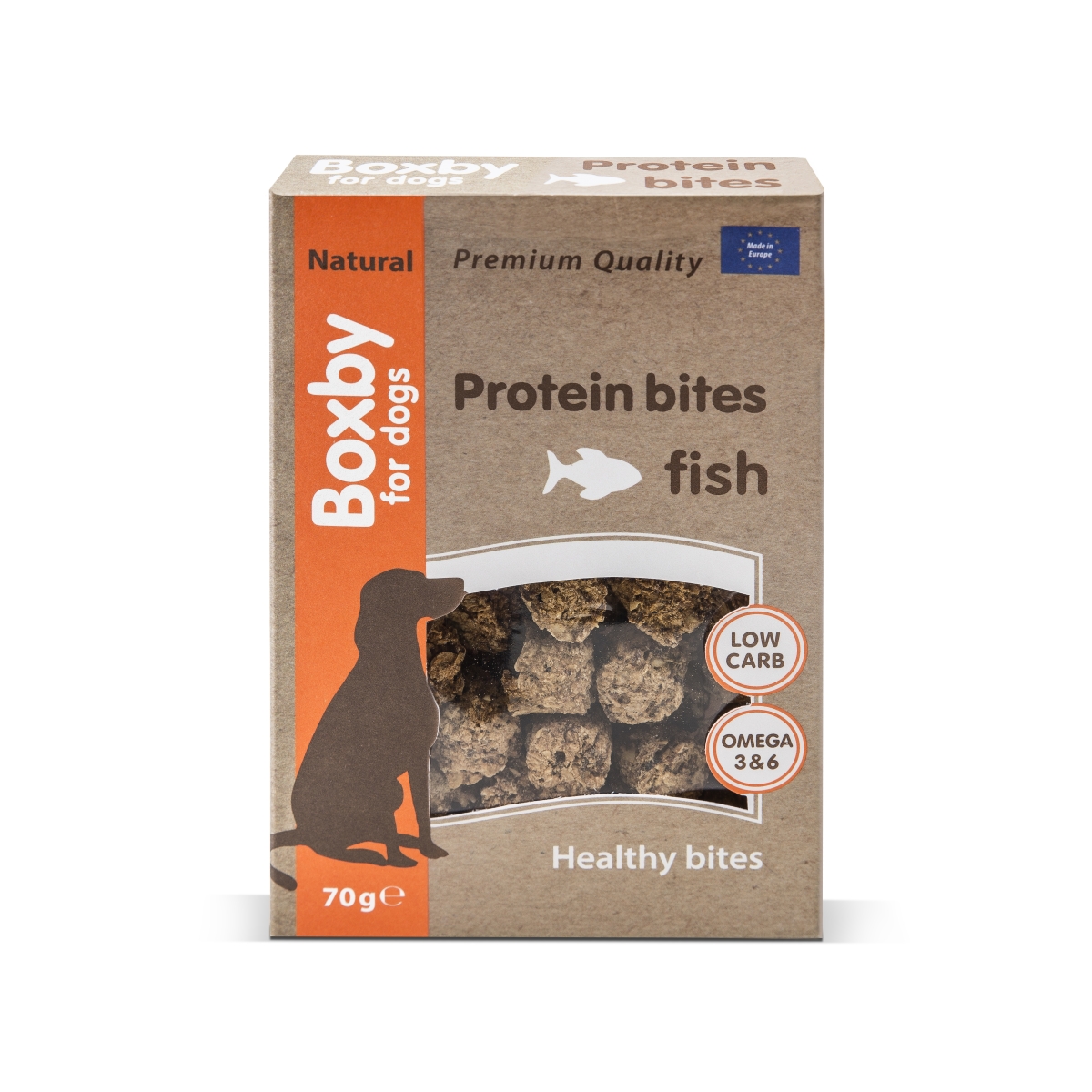 Boxby kārums suņiem Protein Bites ar zivi, 70 g - Produkta attēls