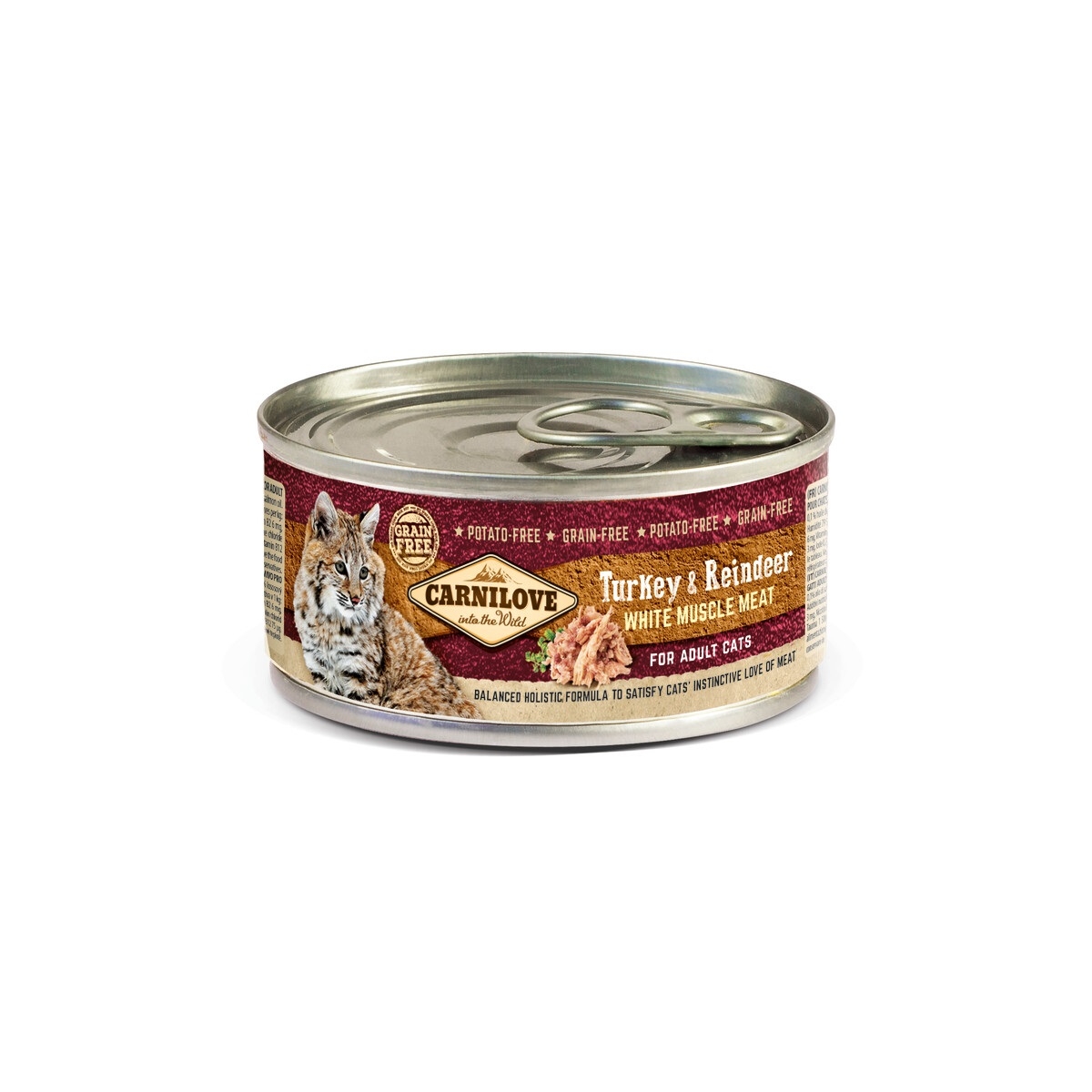 CARNILOVE mitrā barība kaķiem, tītars/ziemeļbriedis, 100g - Produkta attēls