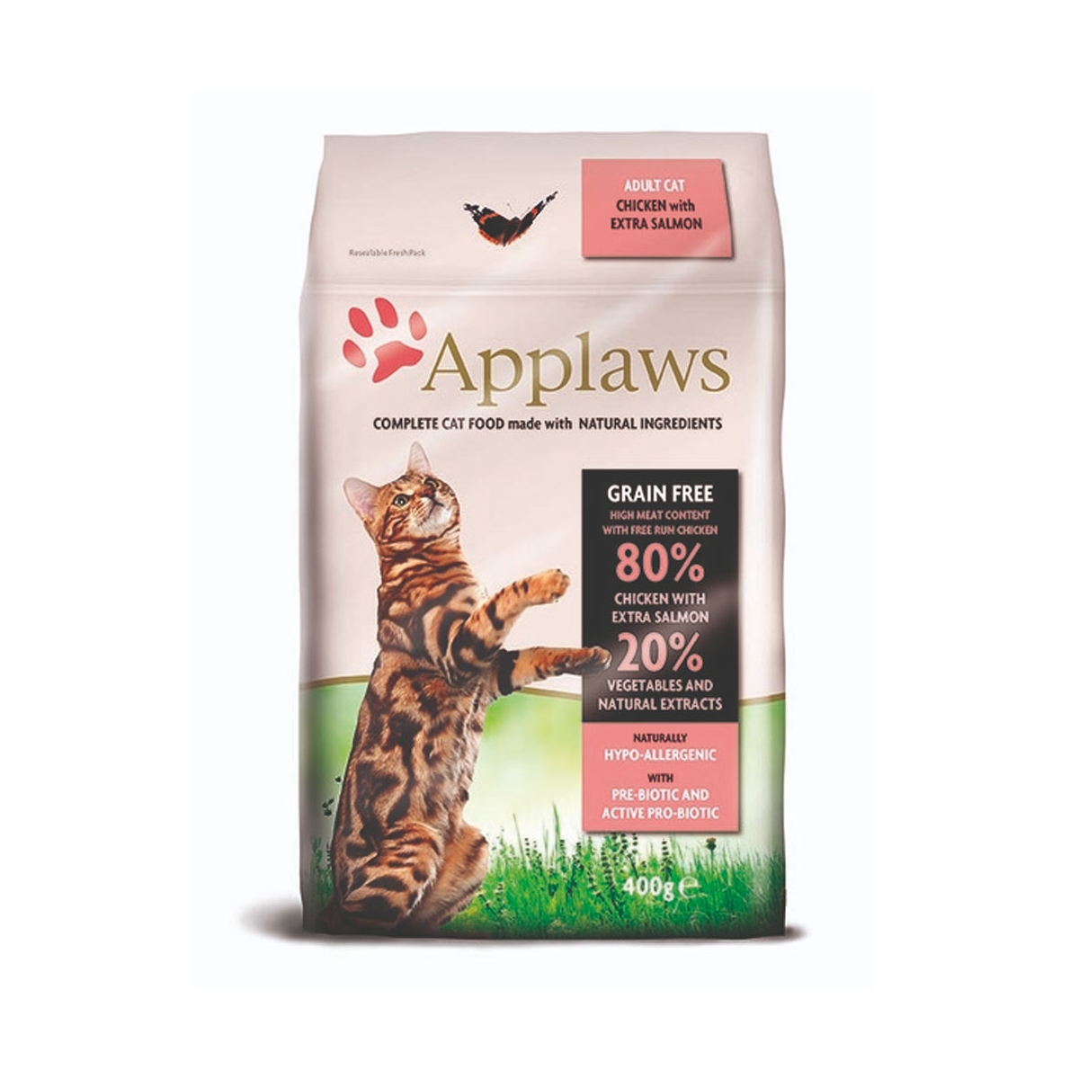 APPLAWS sausā barība pieaugušiem kaķiem, vista/lasis, 400 g - Produkta attēls