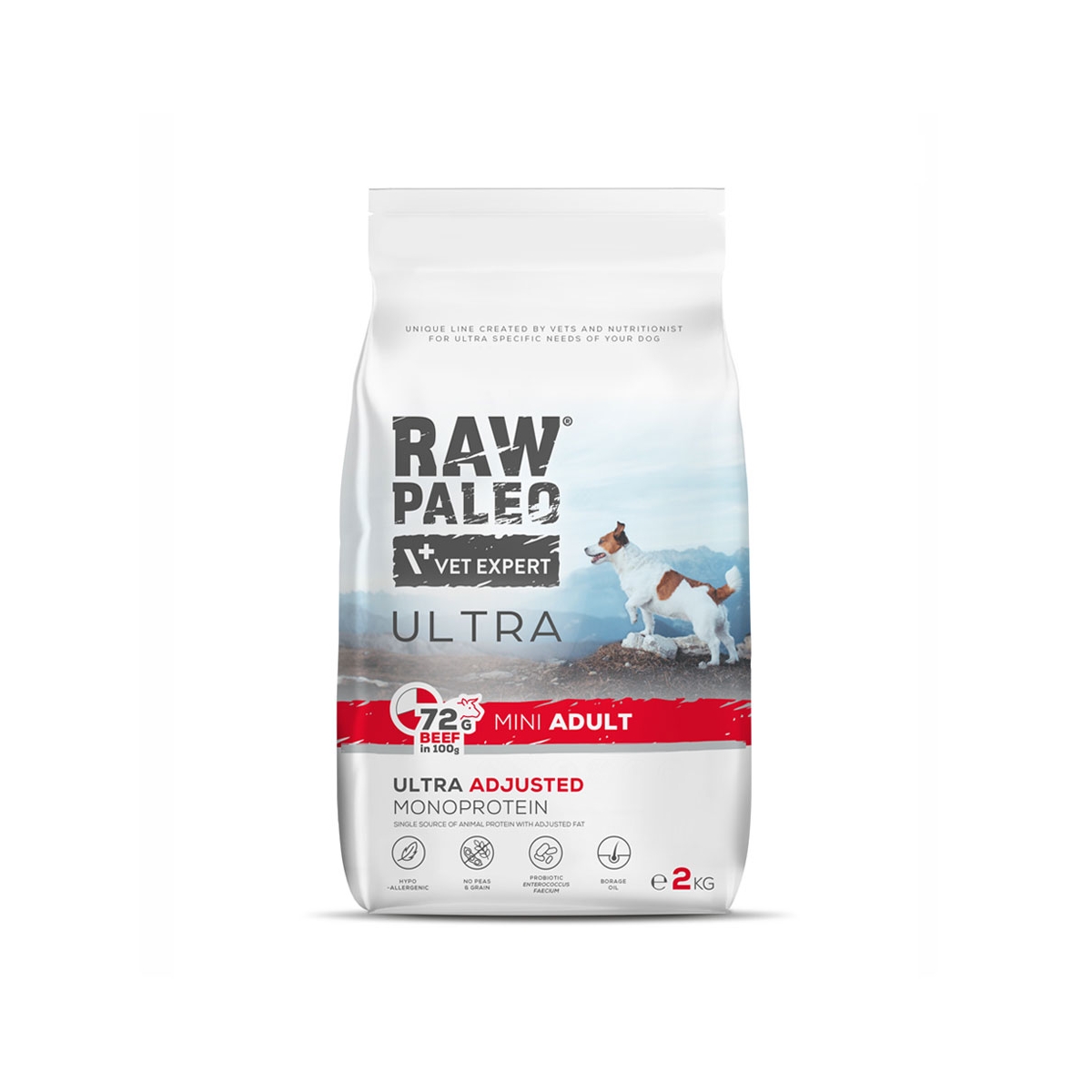RAW PALEO Ultra Mini sausā barība suņiem, liellops, 2kg - Produkta attēls