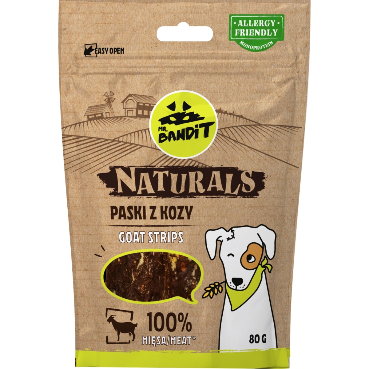 MR.BANDIT Naturals Kazas gaļas sloksnītes 80g - Produkta attēls