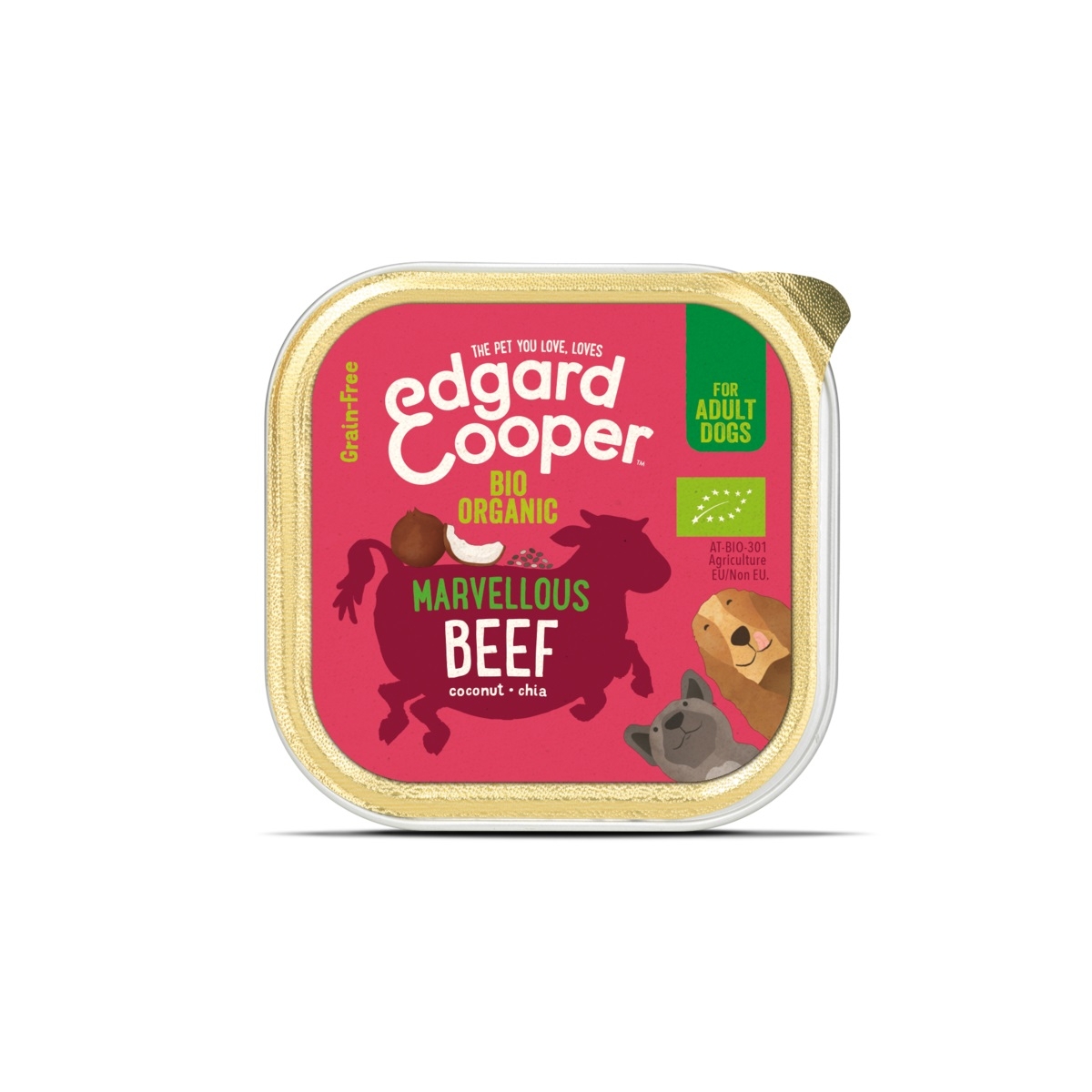 EDGARD COOPER Bio Organic mitrā barība suņiem, liellops, 100 g - Produkta attēls