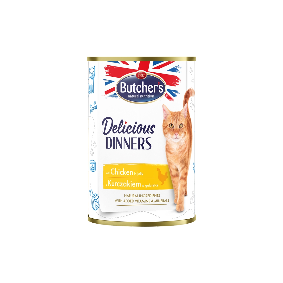 Butcher's Delicious Dinners mitrā barība kaķiem ar vistas gaļas gabaliņiem želejā 400g - Produkta attēls
