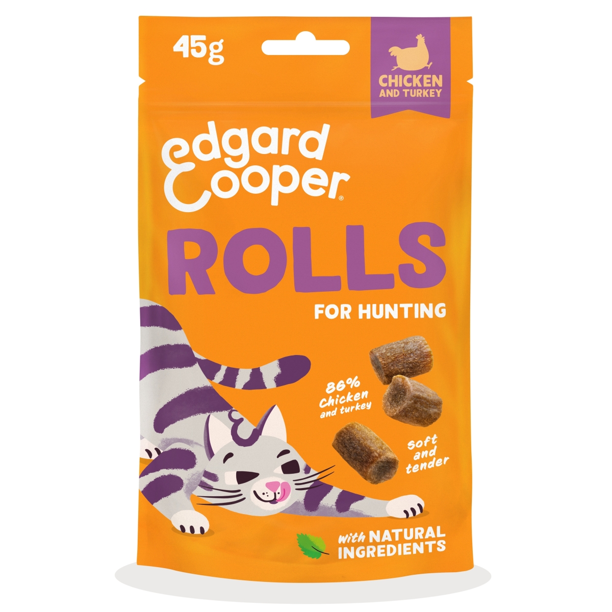 EDGARD COOPER Rolls gardumi kaķiem, vista/tītars, 45g - Produkta attēls 1