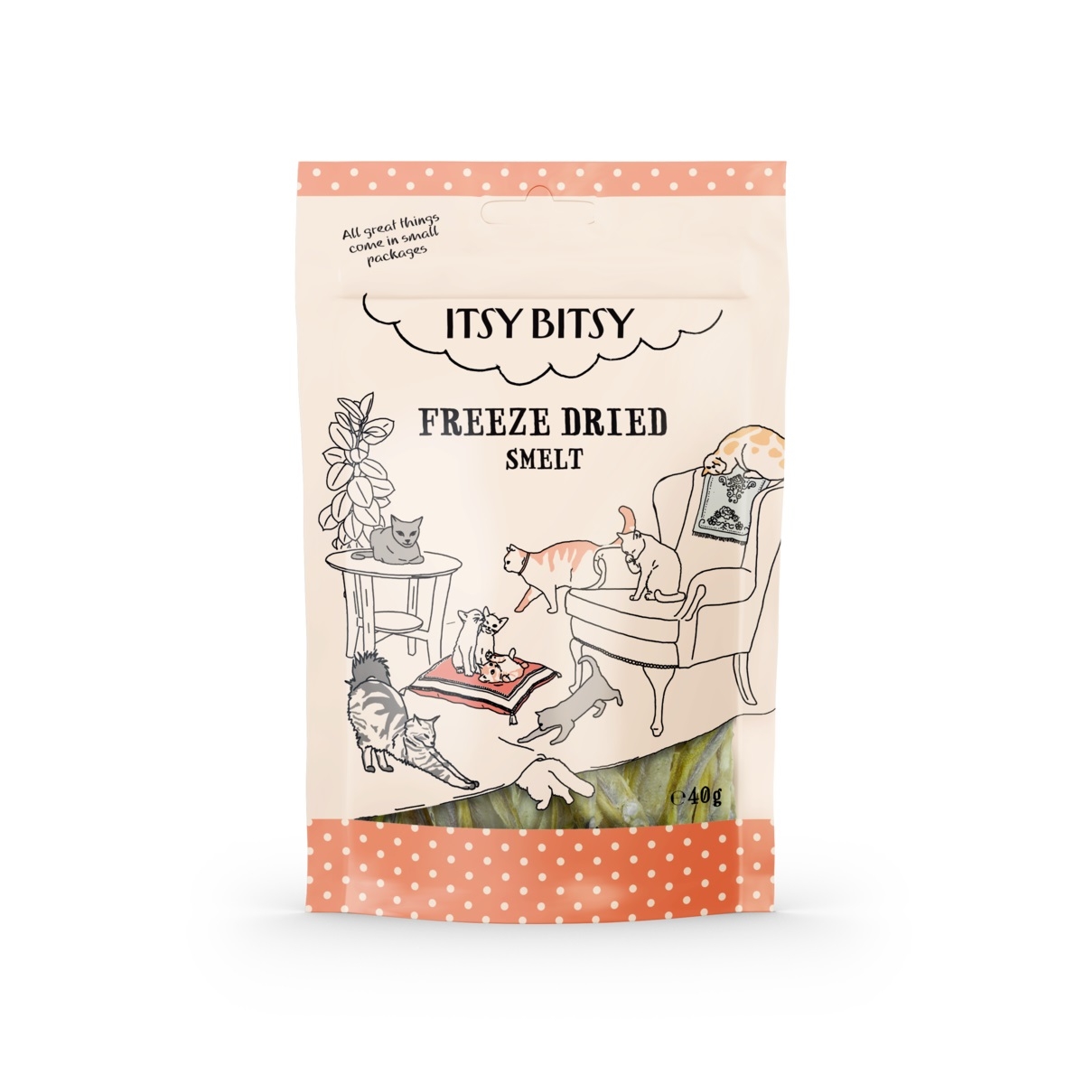 ITSY BITSY liofilizēti kārumi kaķiem, zivis, 40g - Produkta attēls