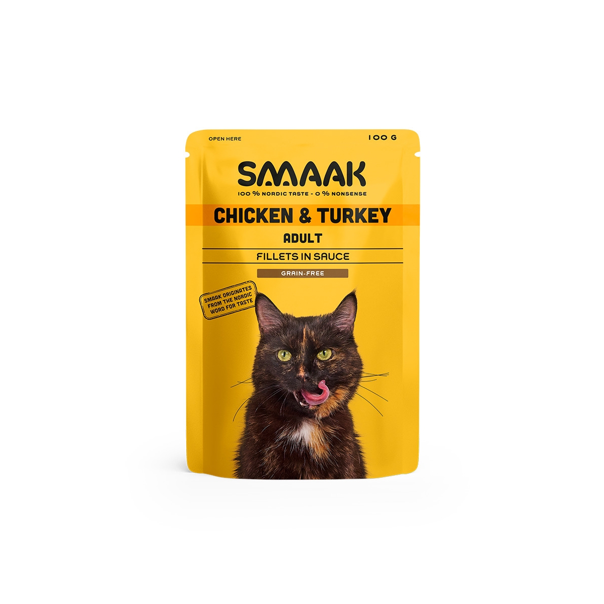 SMAAK mitrā barība kaķiem, vista/tītars, 100g - Produkta attēls