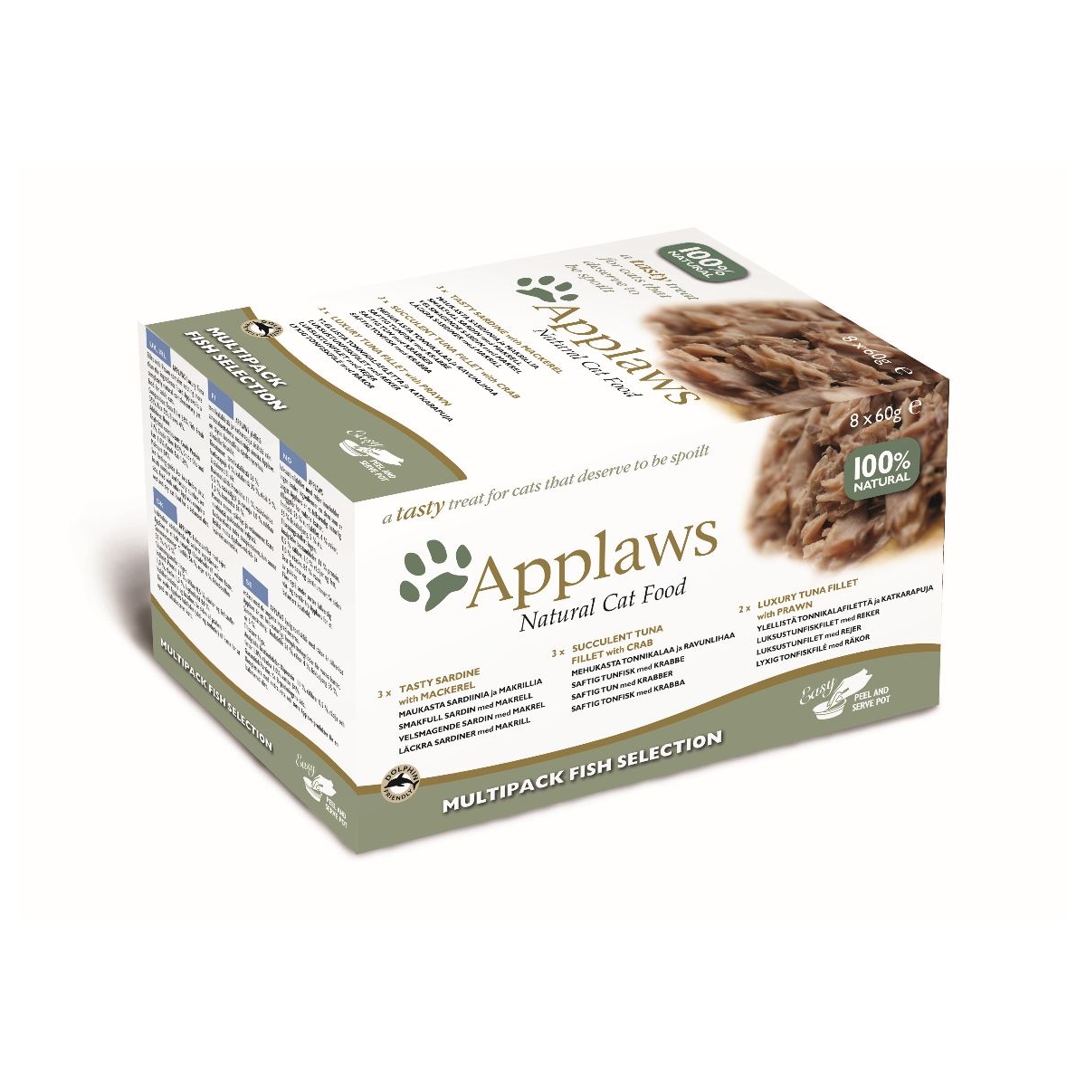 Applaws konservi kaķiem ar austerēm un zivīm, 8 X 60 g - Produkta attēls